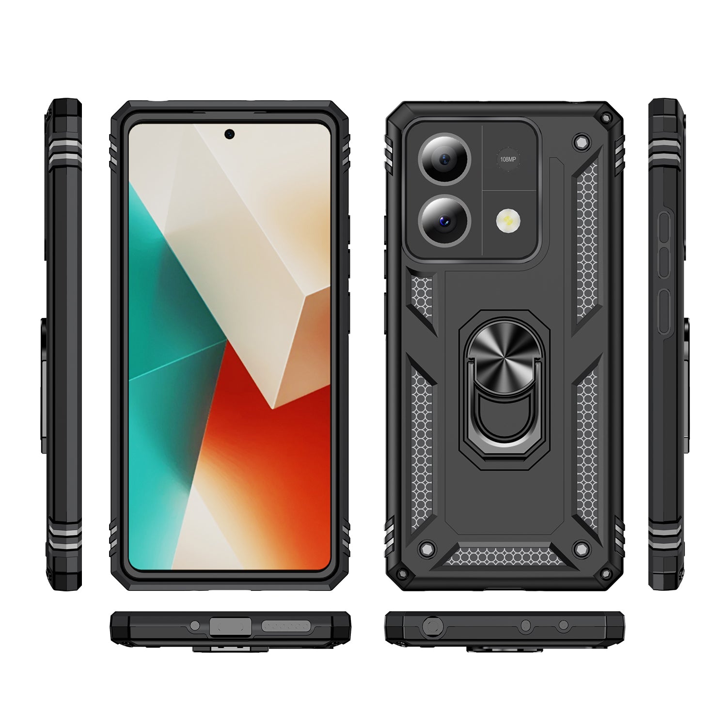 For Xiaomi Redmi Note 13 5G (Global) Kickstand Case Shockproof PC+TPU Phone Cover