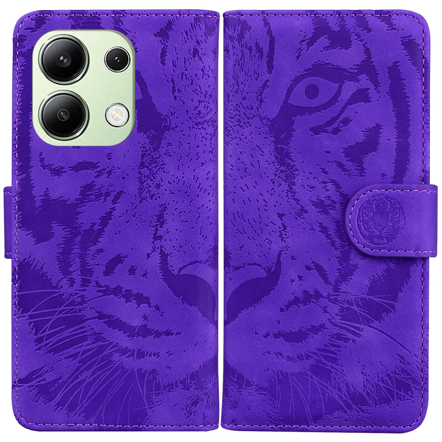 For Xiaomi Redmi Note 13 4G Wallet Case Tiger Pattern PU Leather Phone Cover