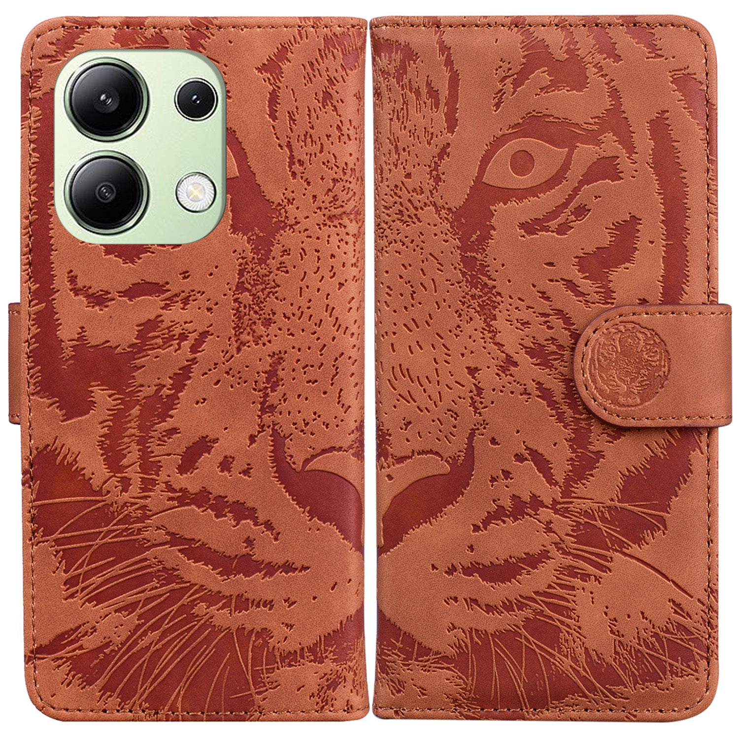 For Xiaomi Redmi Note 13 4G Wallet Case Tiger Pattern PU Leather Phone Cover