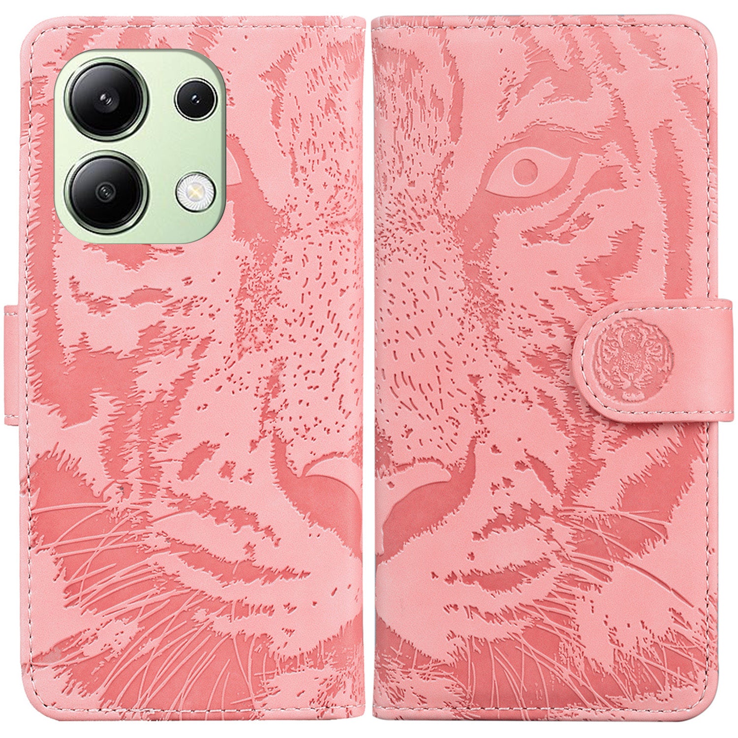 For Xiaomi Redmi Note 13 4G Wallet Case Tiger Pattern PU Leather Phone Cover