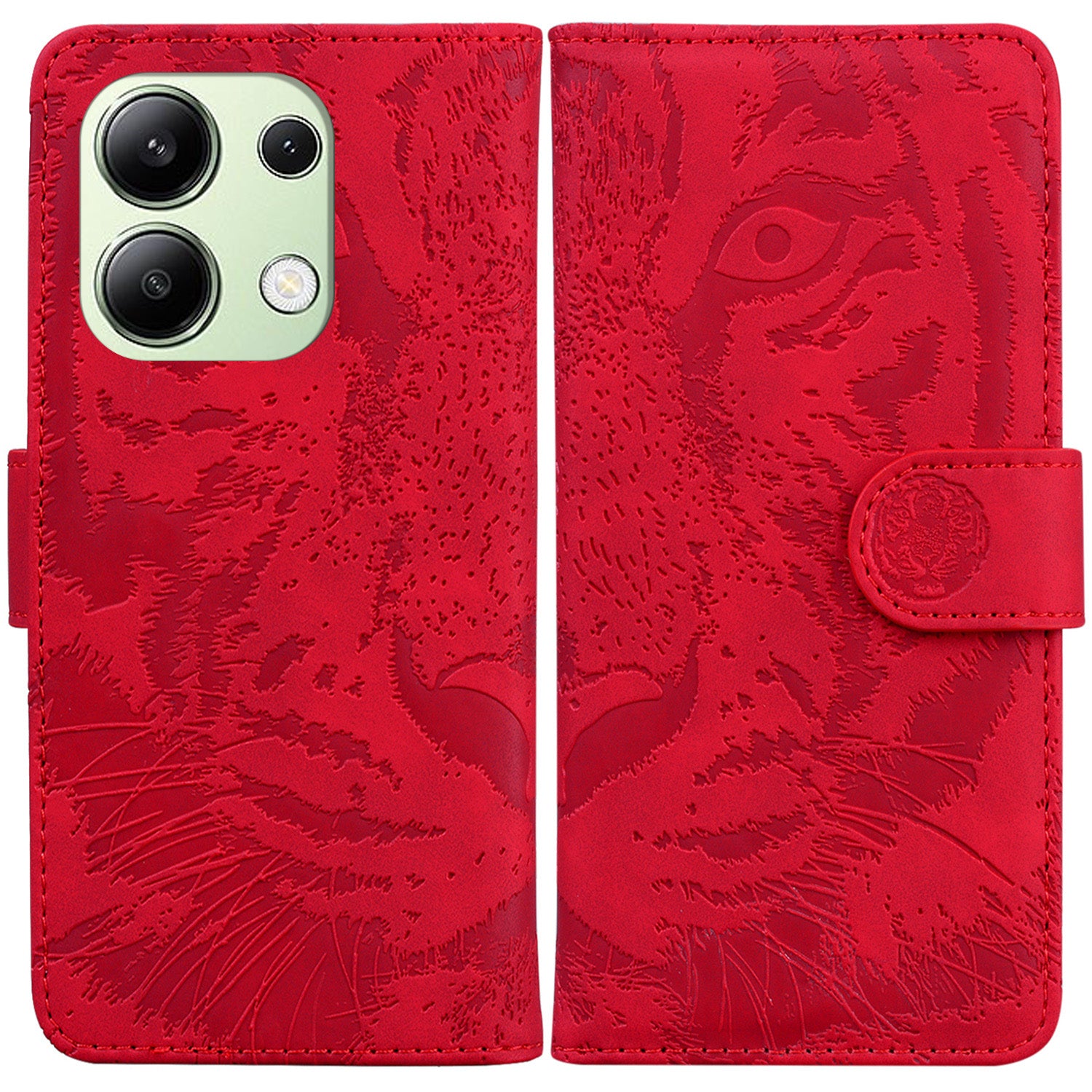 For Xiaomi Redmi Note 13 4G Wallet Case Tiger Pattern PU Leather Phone Cover