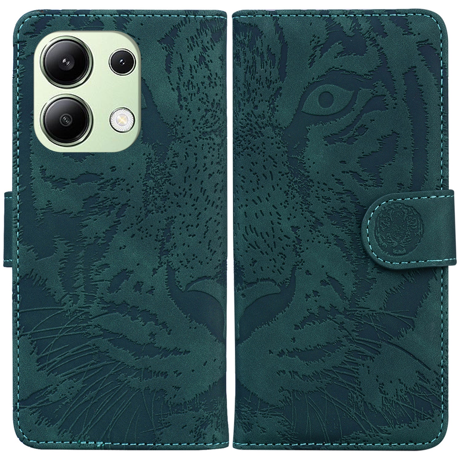 For Xiaomi Redmi Note 13 4G Wallet Case Tiger Pattern PU Leather Phone Cover