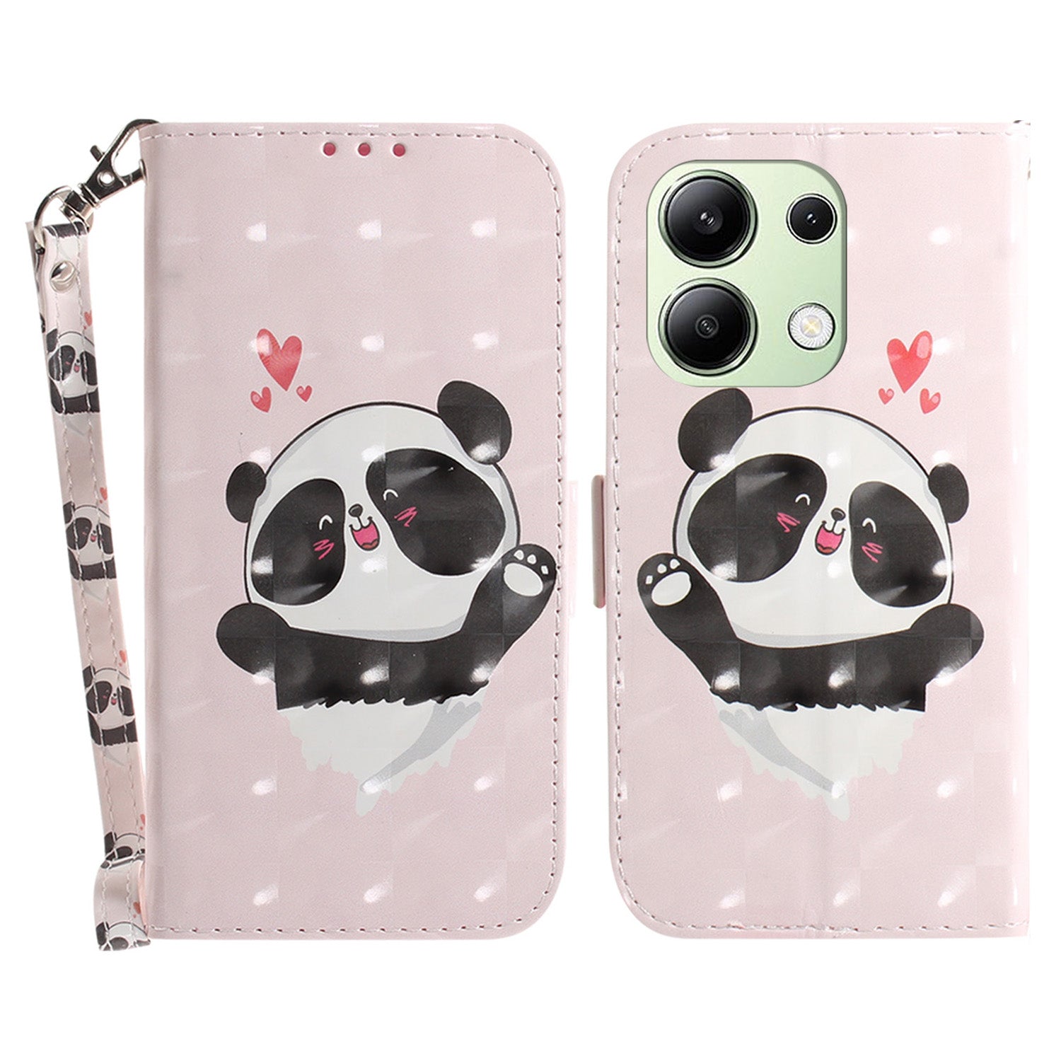 For Xiaomi Redmi Note 13 4G Case with Hand Strap Pattern Printing Leather Phone Cover