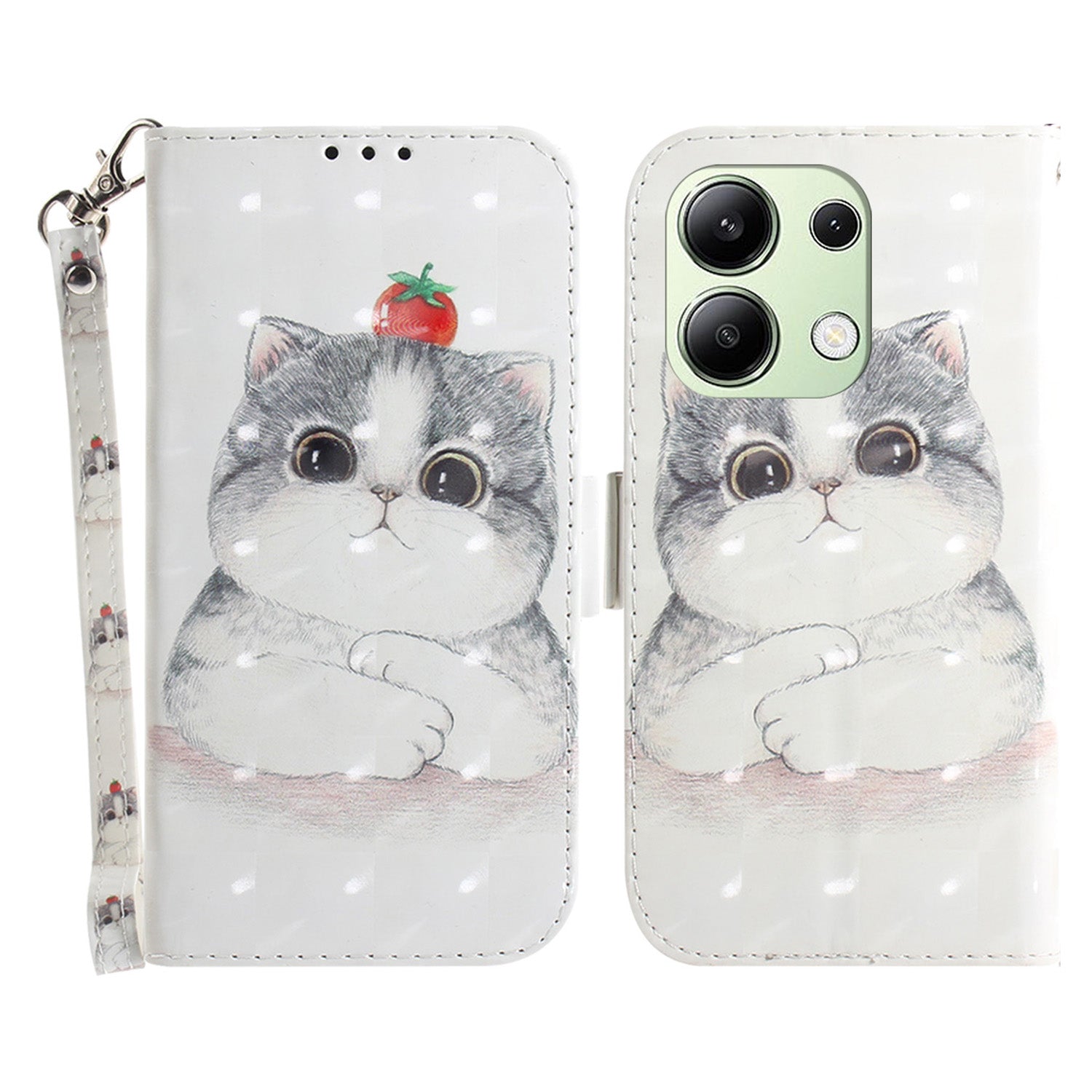 For Xiaomi Redmi Note 13 4G Case with Hand Strap Pattern Printing Leather Phone Cover