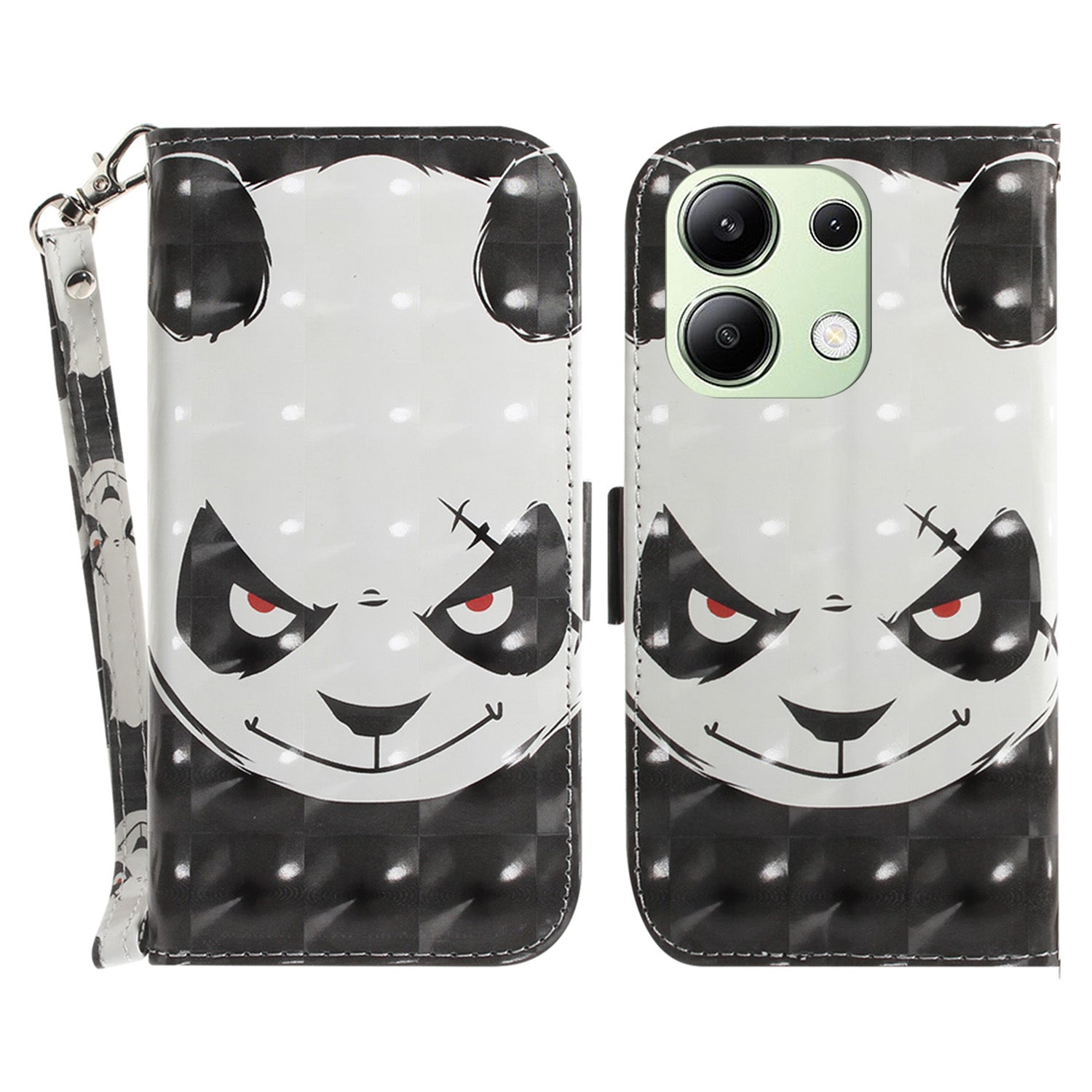 For Xiaomi Redmi Note 13 4G Case with Hand Strap Pattern Printing Leather Phone Cover