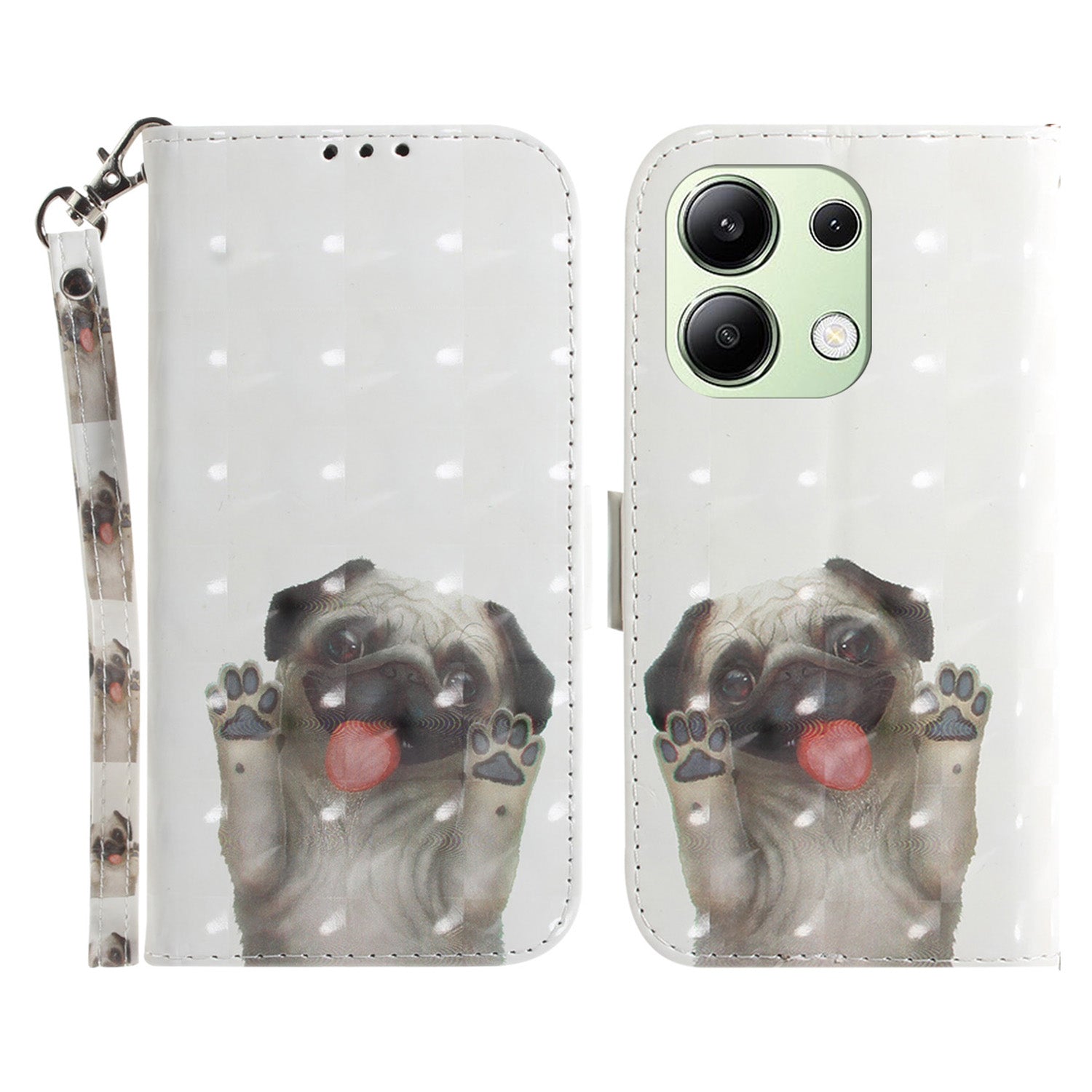 For Xiaomi Redmi Note 13 4G Case with Hand Strap Pattern Printing Leather Phone Cover