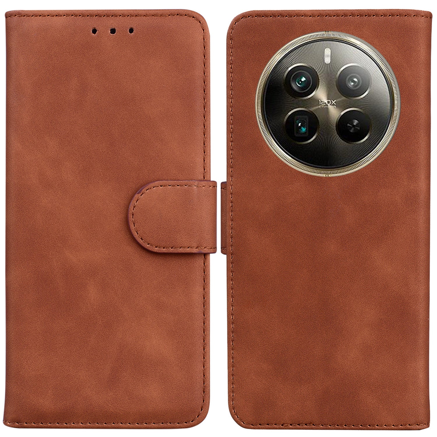 For Realme 12 Pro 5G / 12 Pro+ 5G Case Stand Solid Color Leather Flip Phone Cover