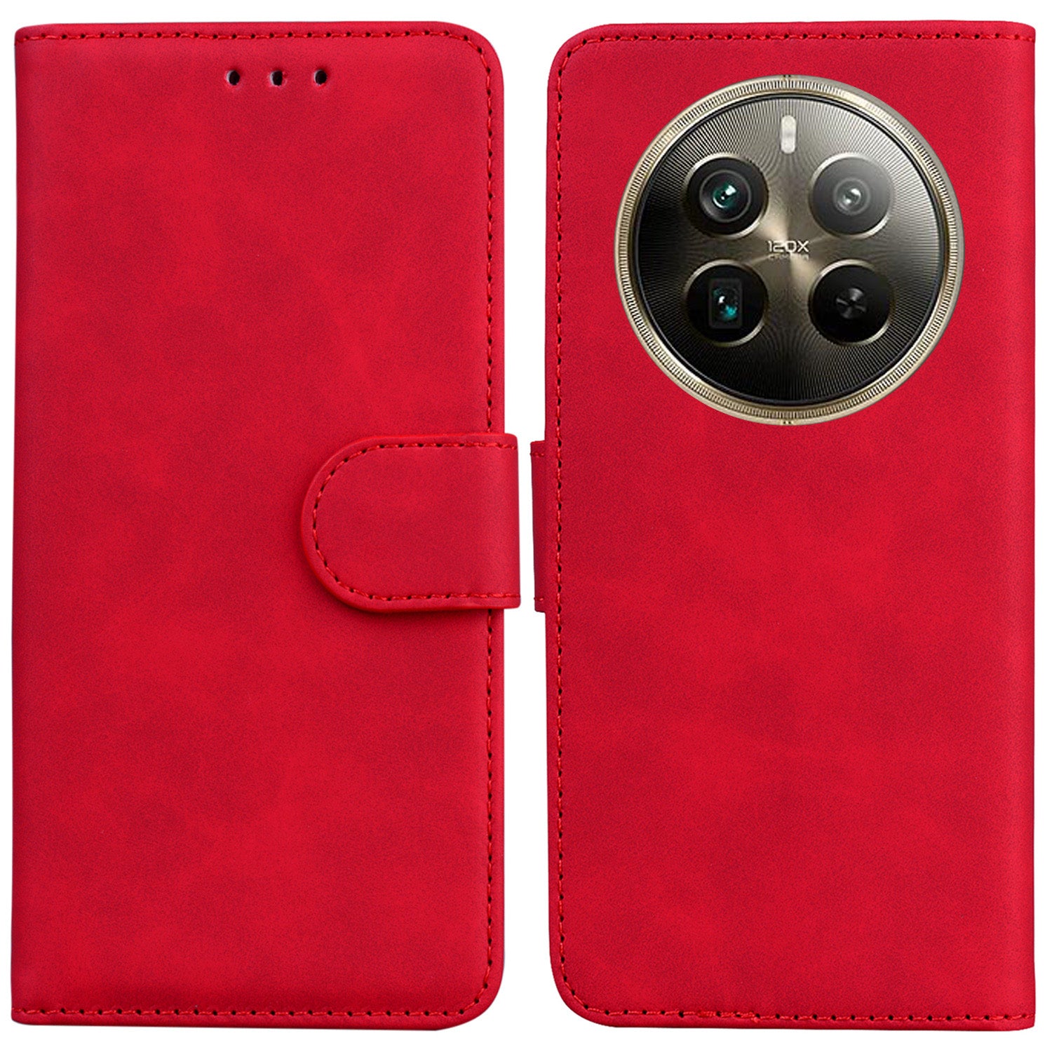 For Realme 12 Pro 5G / 12 Pro+ 5G Case Stand Solid Color Leather Flip Phone Cover