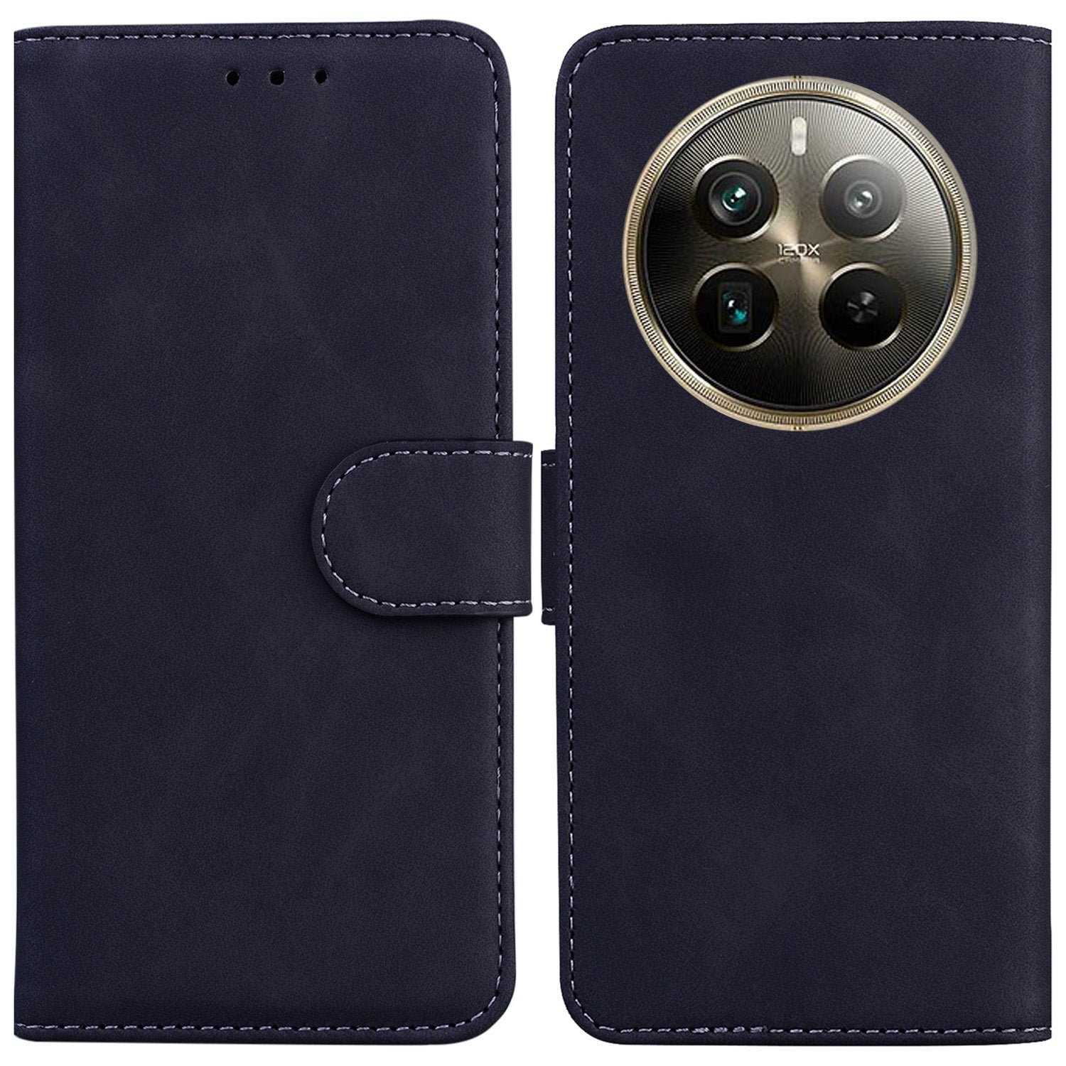 For Realme 12 Pro 5G / 12 Pro+ 5G Case Stand Solid Color Leather Flip Phone Cover