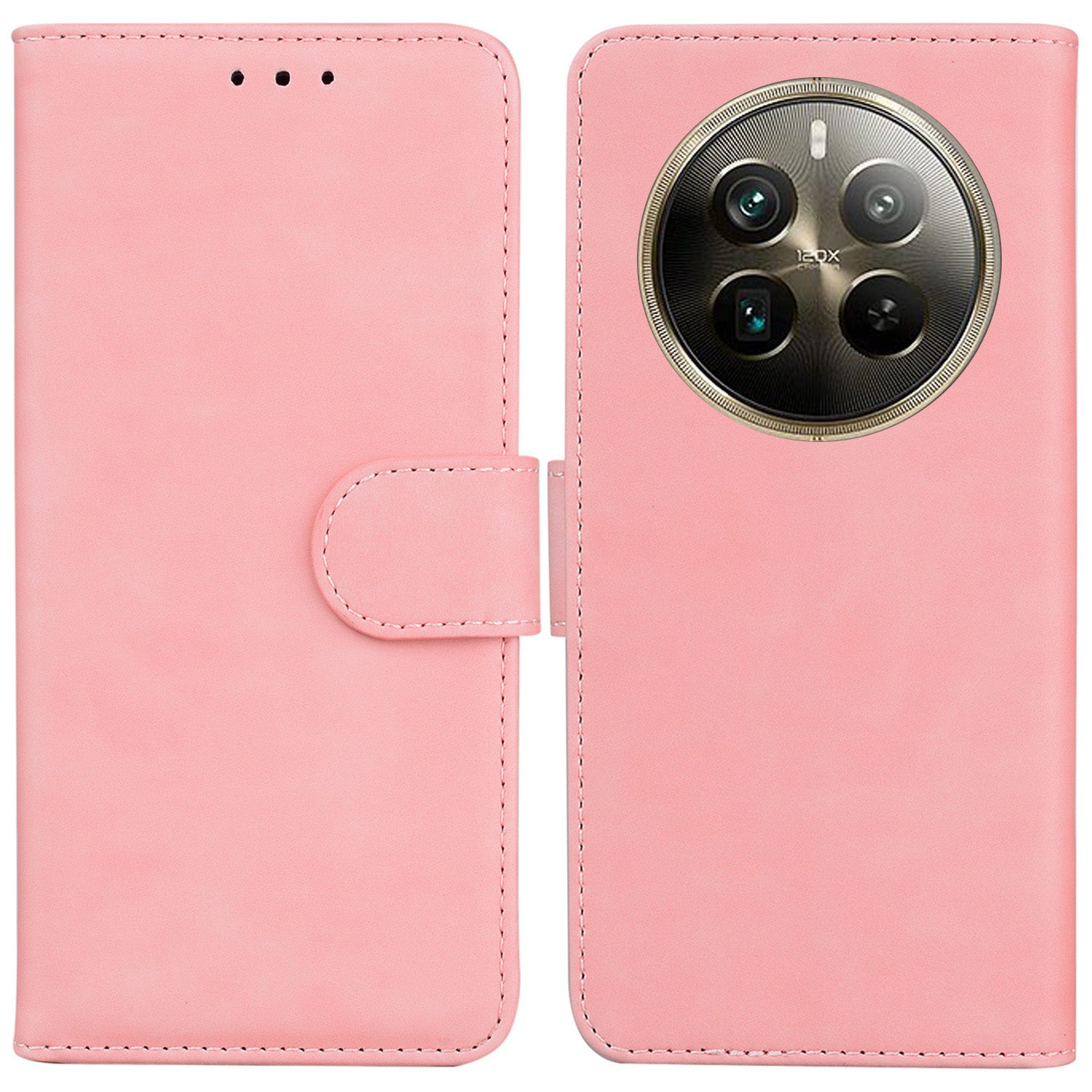 For Realme 12 Pro 5G / 12 Pro+ 5G Case Stand Solid Color Leather Flip Phone Cover