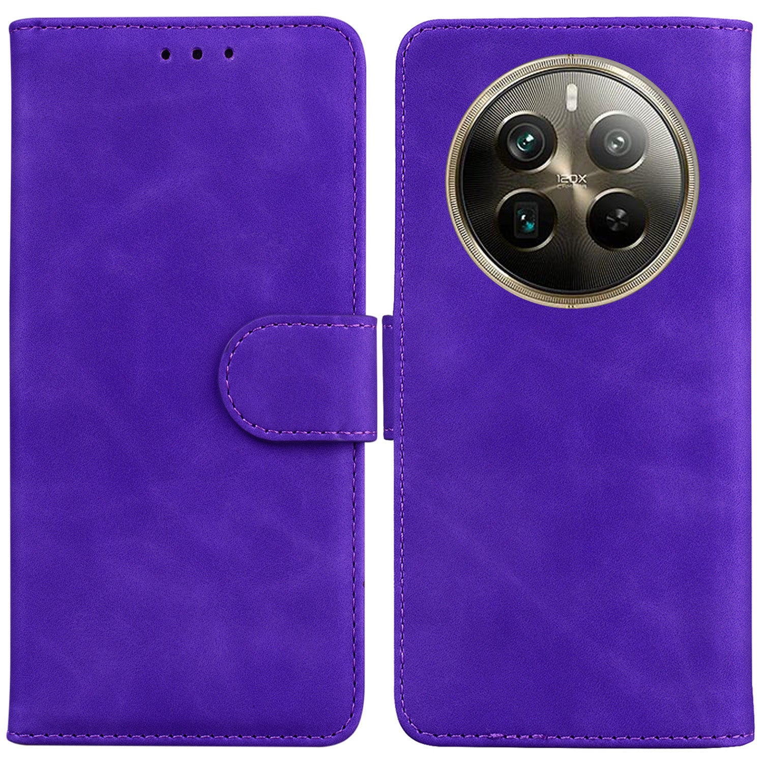 For Realme 12 Pro 5G / 12 Pro+ 5G Case Stand Solid Color Leather Flip Phone Cover