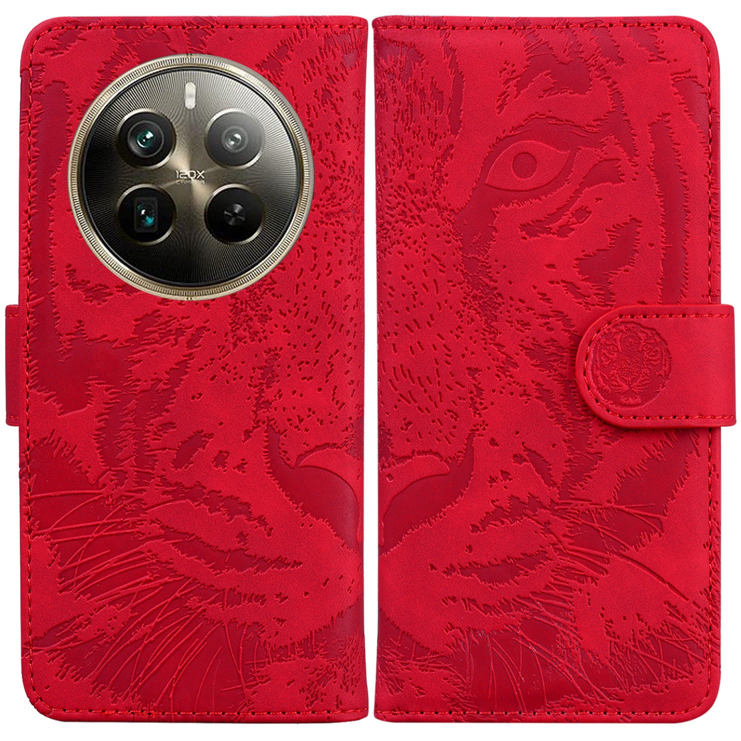 For Realme 12 Pro 5G / 12 Pro+ 5G Case Tiger Pattern PU Leather Wallet Phone Cover