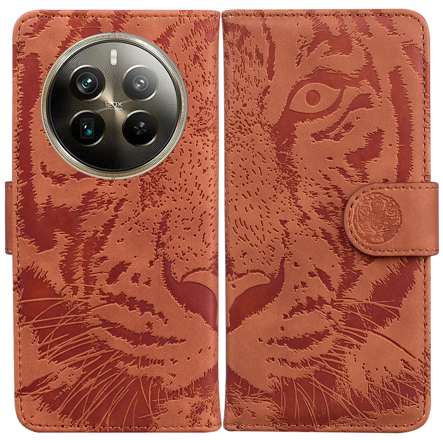 For Realme 12 Pro 5G / 12 Pro+ 5G Case Tiger Pattern PU Leather Wallet Phone Cover