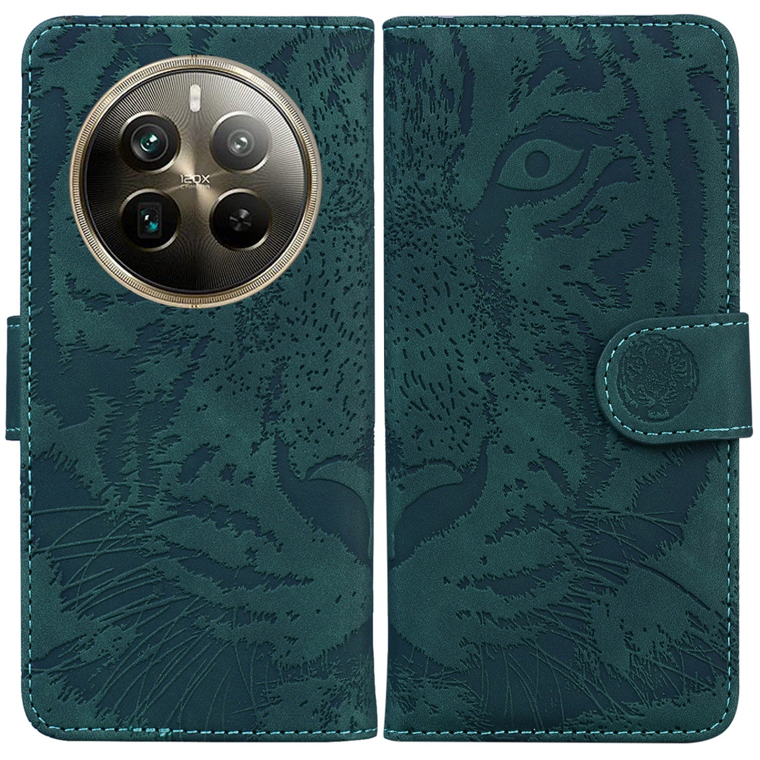 For Realme 12 Pro 5G / 12 Pro+ 5G Case Tiger Pattern PU Leather Wallet Phone Cover