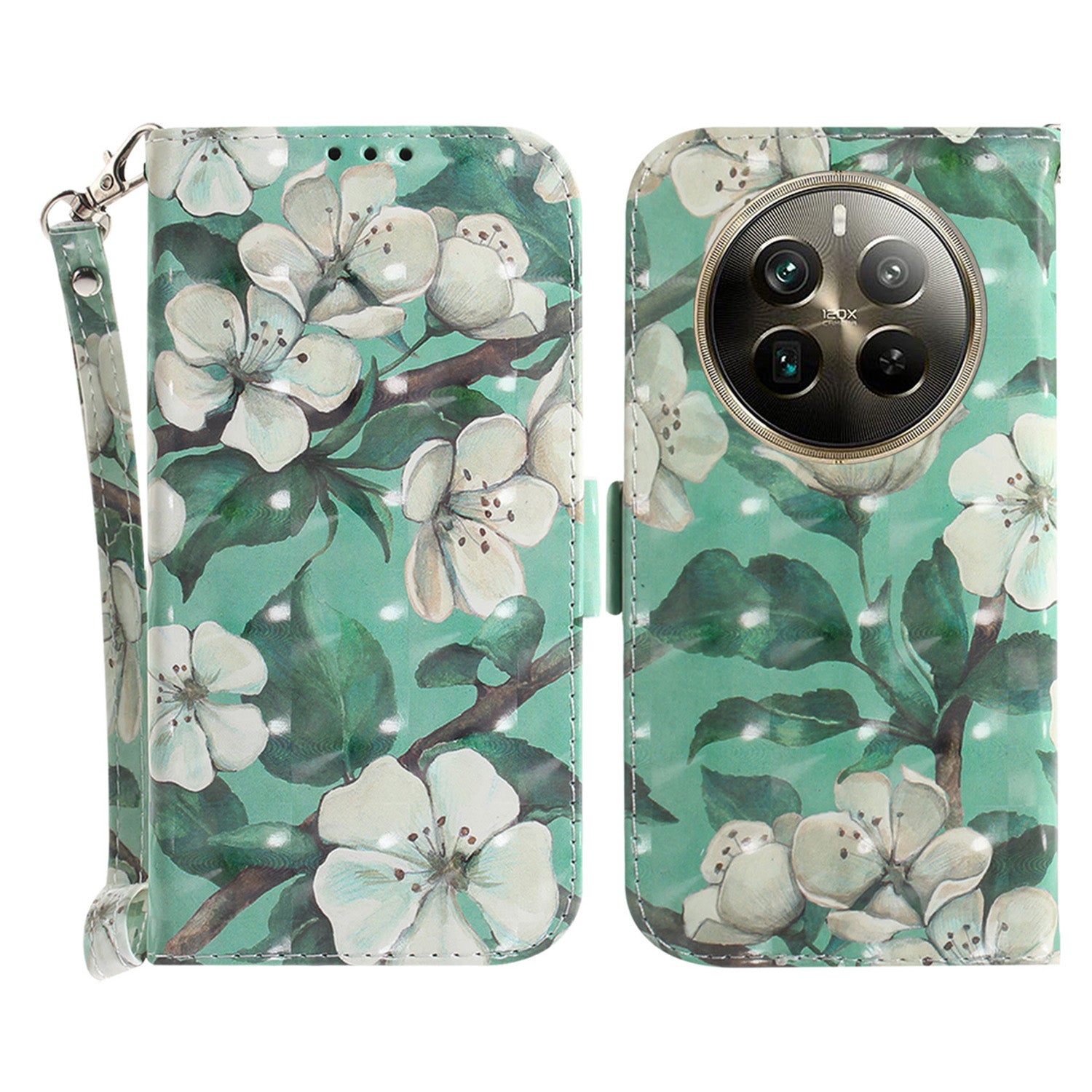 For Realme 12 Pro 5G / 12 Pro+ 5G Wallet Case Pattern Printed Leather Cover with Strap