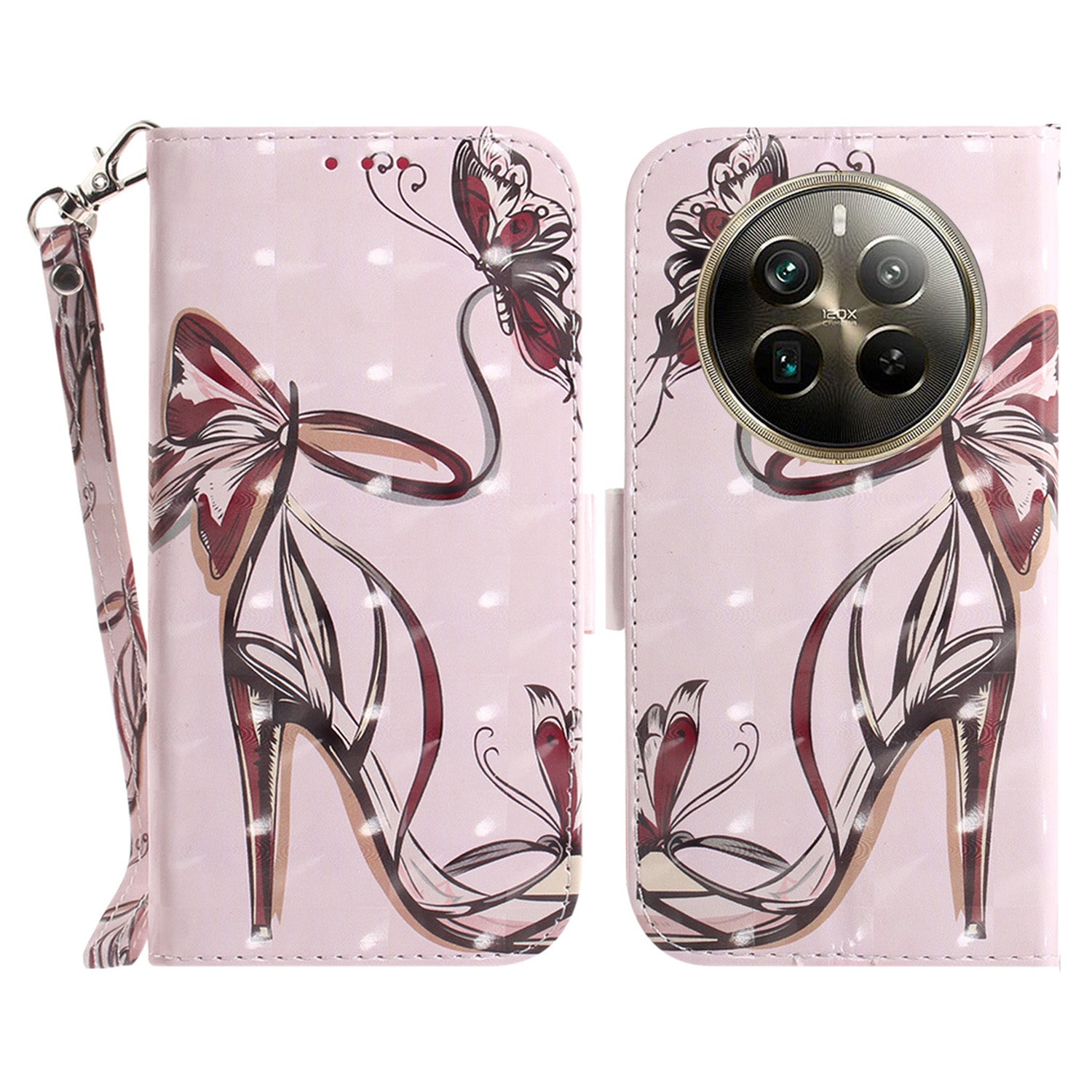 For Realme 12 Pro 5G / 12 Pro+ 5G Wallet Case Pattern Printed Leather Cover with Strap