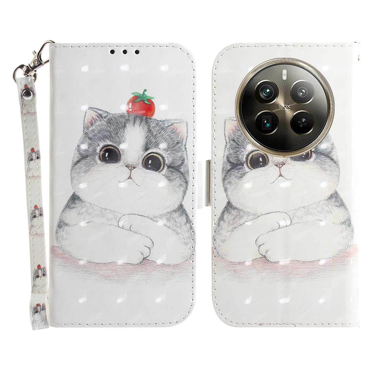 For Realme 12 Pro 5G / 12 Pro+ 5G Wallet Case Pattern Printed Leather Cover with Strap