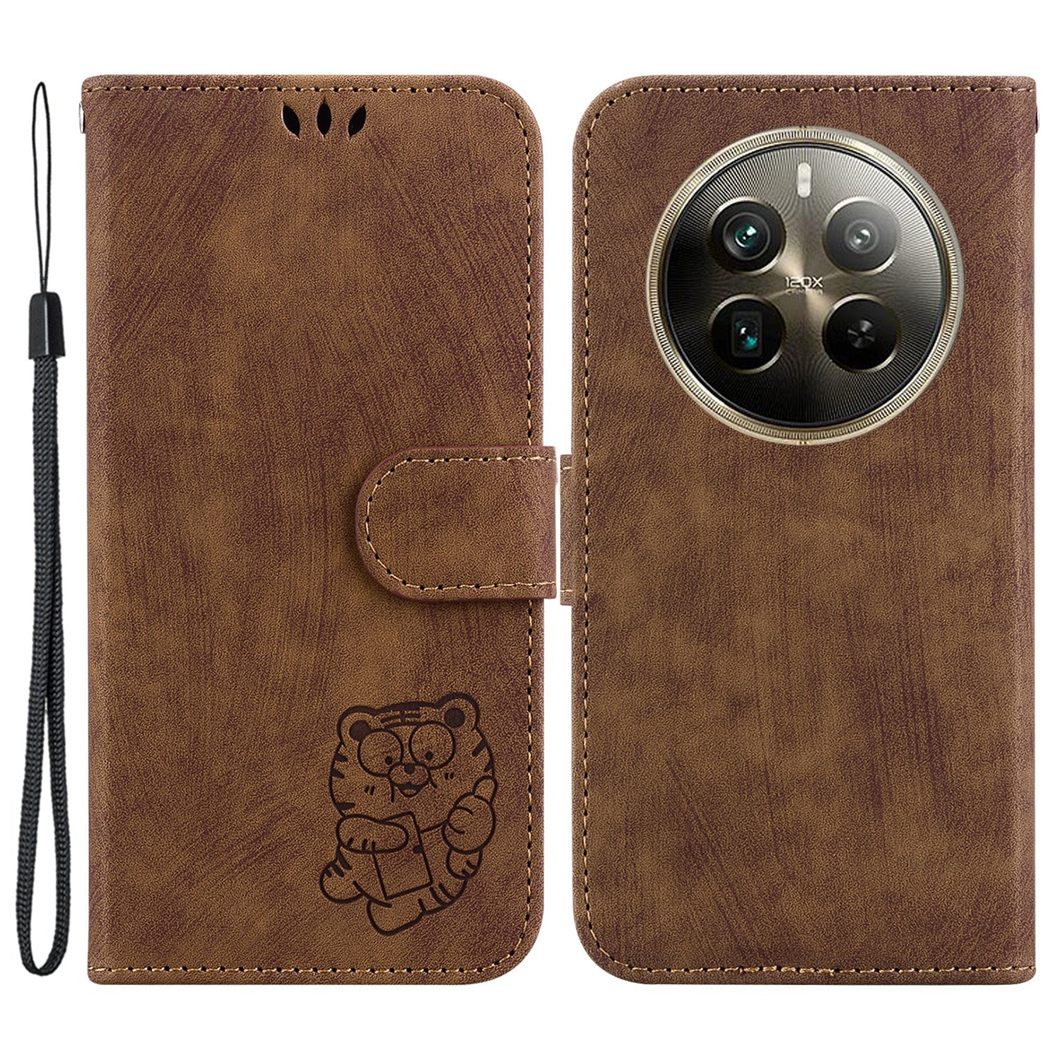For Realme 12 Pro 5G / 12 Pro+ 5G Wallet Phone Case Cute Tiger Imprinted Leather Phone Cover