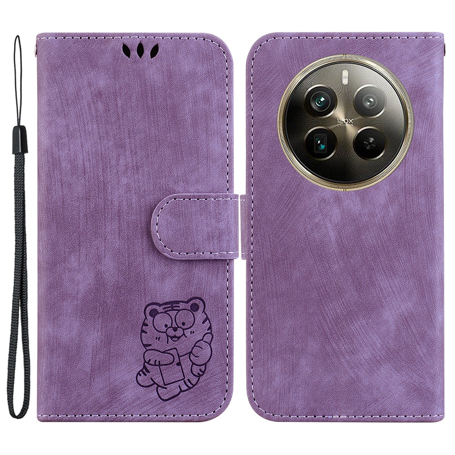 For Realme 12 Pro 5G / 12 Pro+ 5G Wallet Phone Case Cute Tiger Imprinted Leather Phone Cover