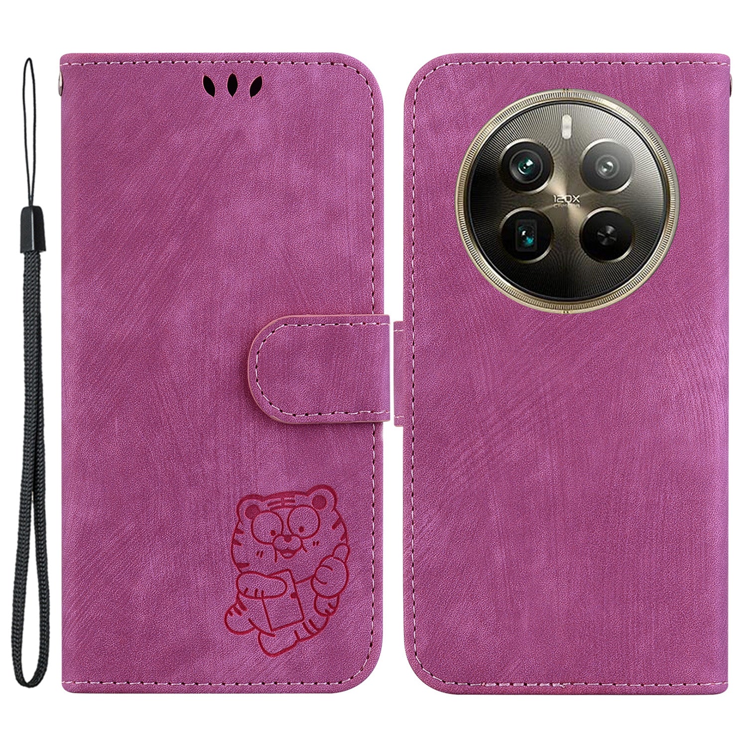 For Realme 12 Pro 5G / 12 Pro+ 5G Wallet Phone Case Cute Tiger Imprinted Leather Phone Cover