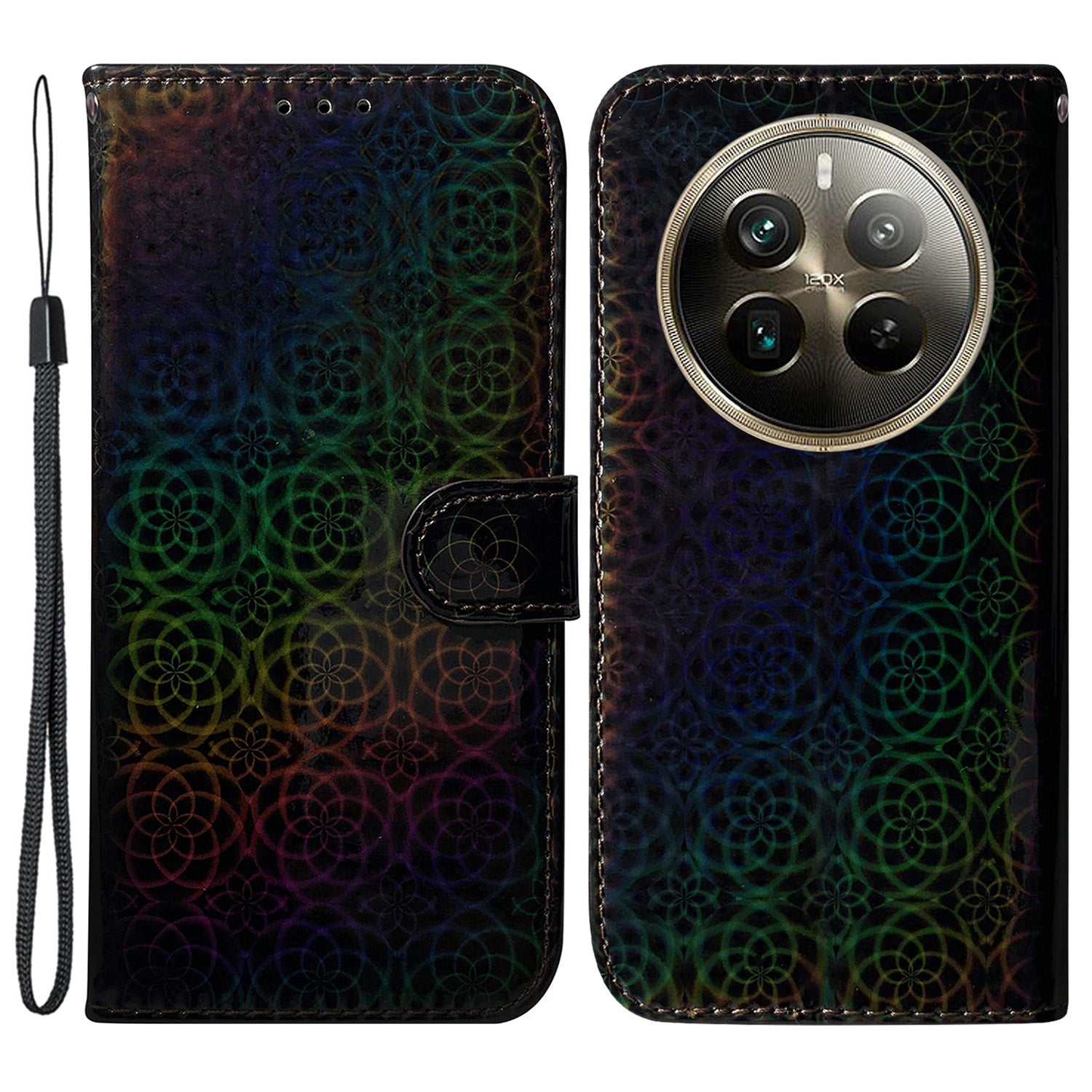 For Realme 12 Pro 5G / 12 Pro+ 5G Case PU Leather Dazzling Flower Phone Cover with Card Slots