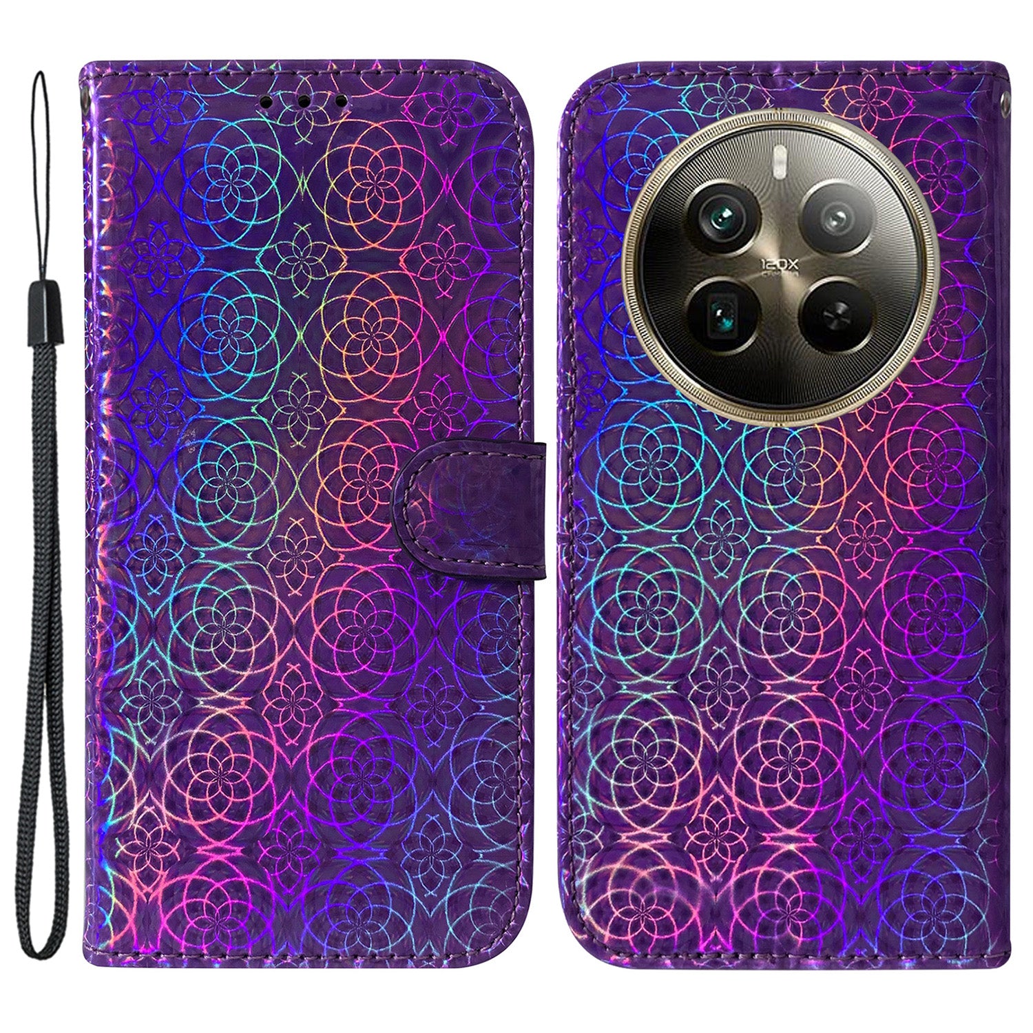 For Realme 12 Pro 5G / 12 Pro+ 5G Case PU Leather Dazzling Flower Phone Cover with Card Slots