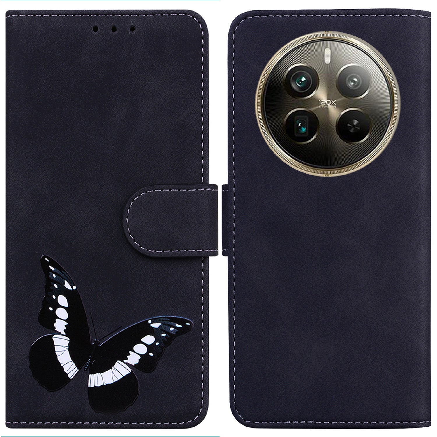 For Realme 12 Pro 5G / 12 Pro+ 5G Shockproof Case Butterfly Printed PU Leather Wallet Phone Cover