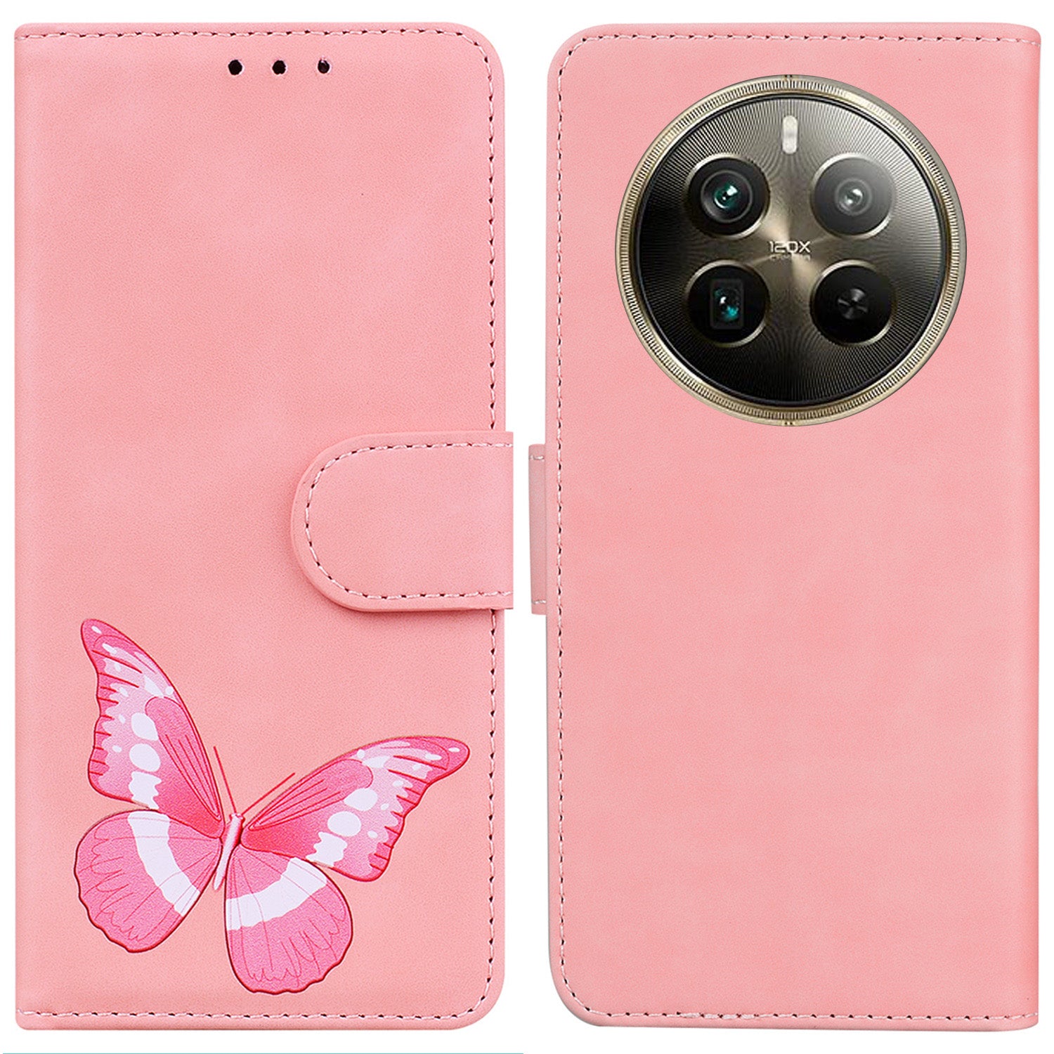For Realme 12 Pro 5G / 12 Pro+ 5G Shockproof Case Butterfly Printed PU Leather Wallet Phone Cover