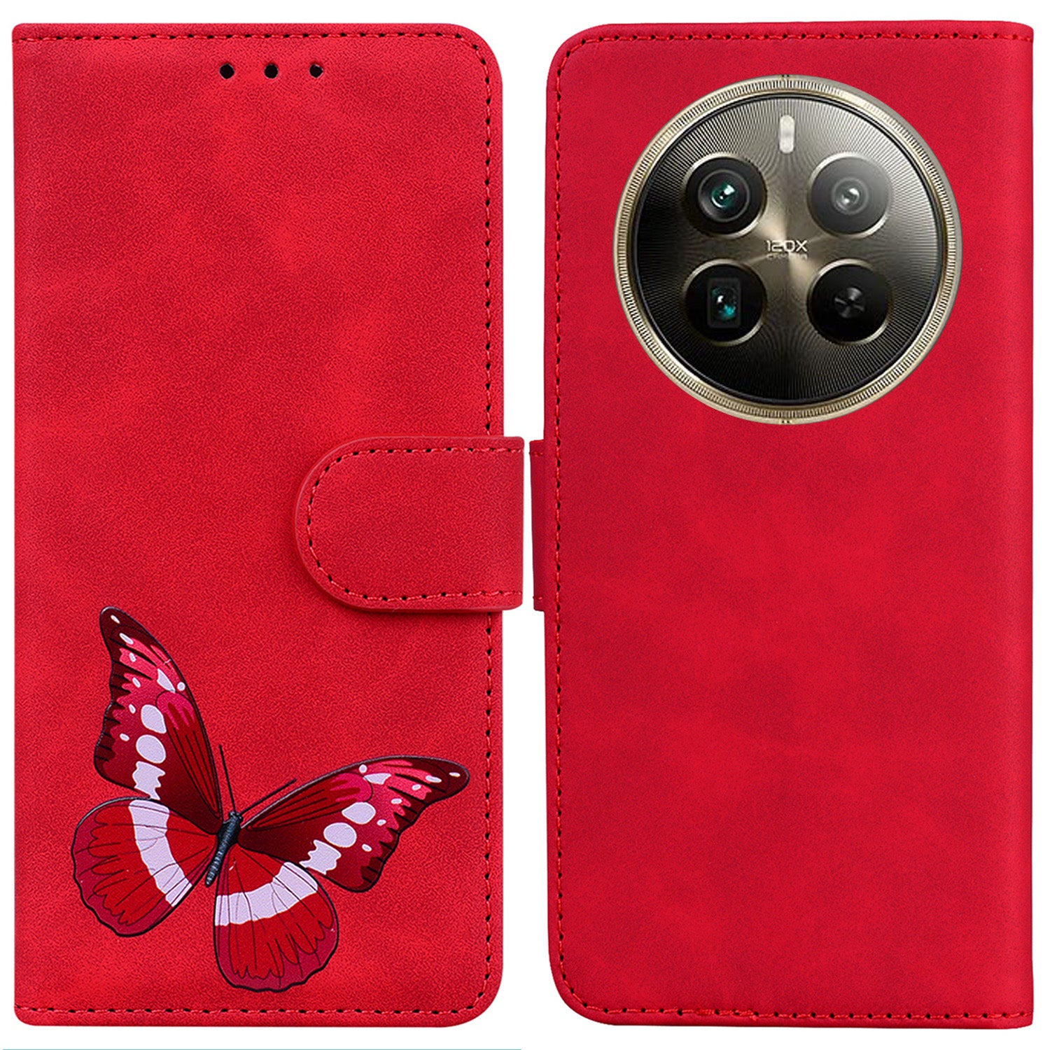 For Realme 12 Pro 5G / 12 Pro+ 5G Shockproof Case Butterfly Printed PU Leather Wallet Phone Cover