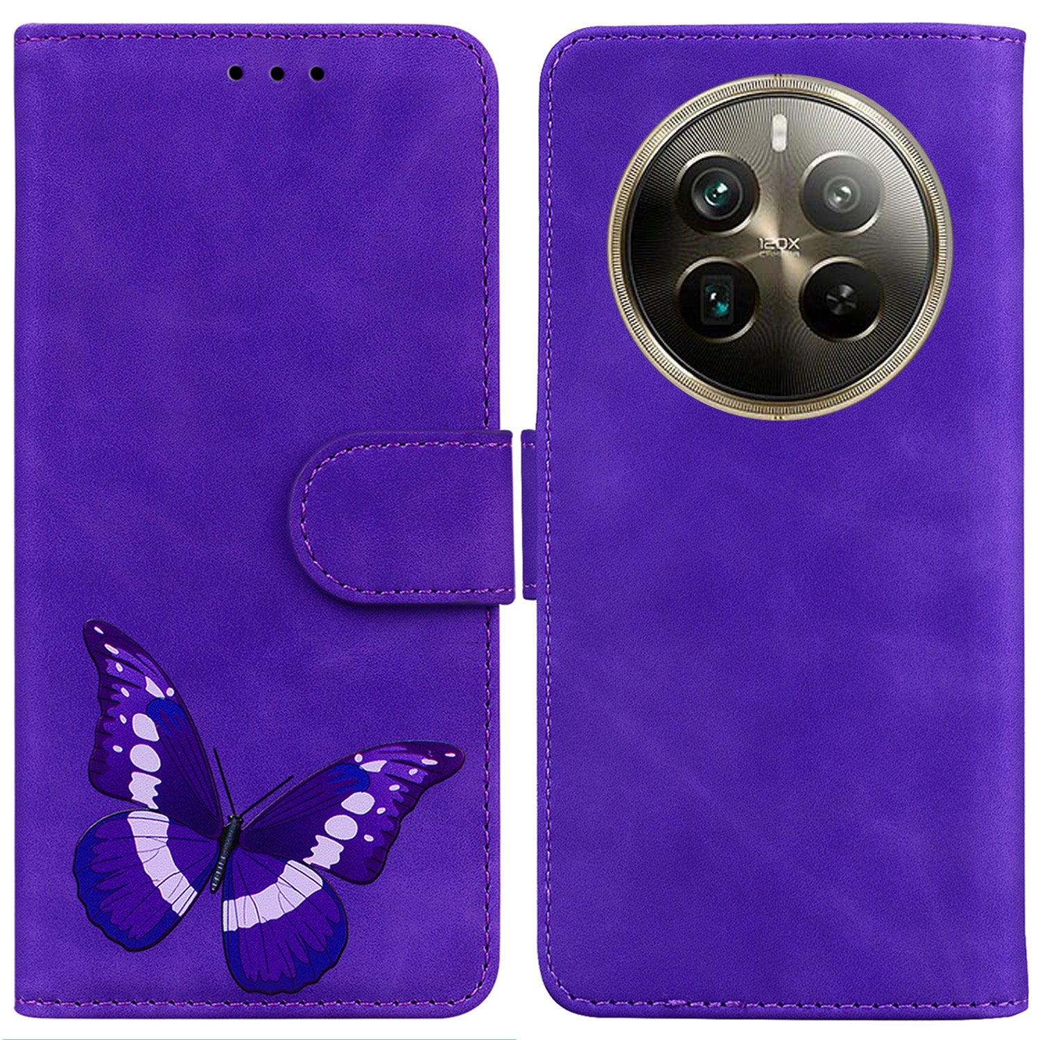 For Realme 12 Pro 5G / 12 Pro+ 5G Shockproof Case Butterfly Printed PU Leather Wallet Phone Cover