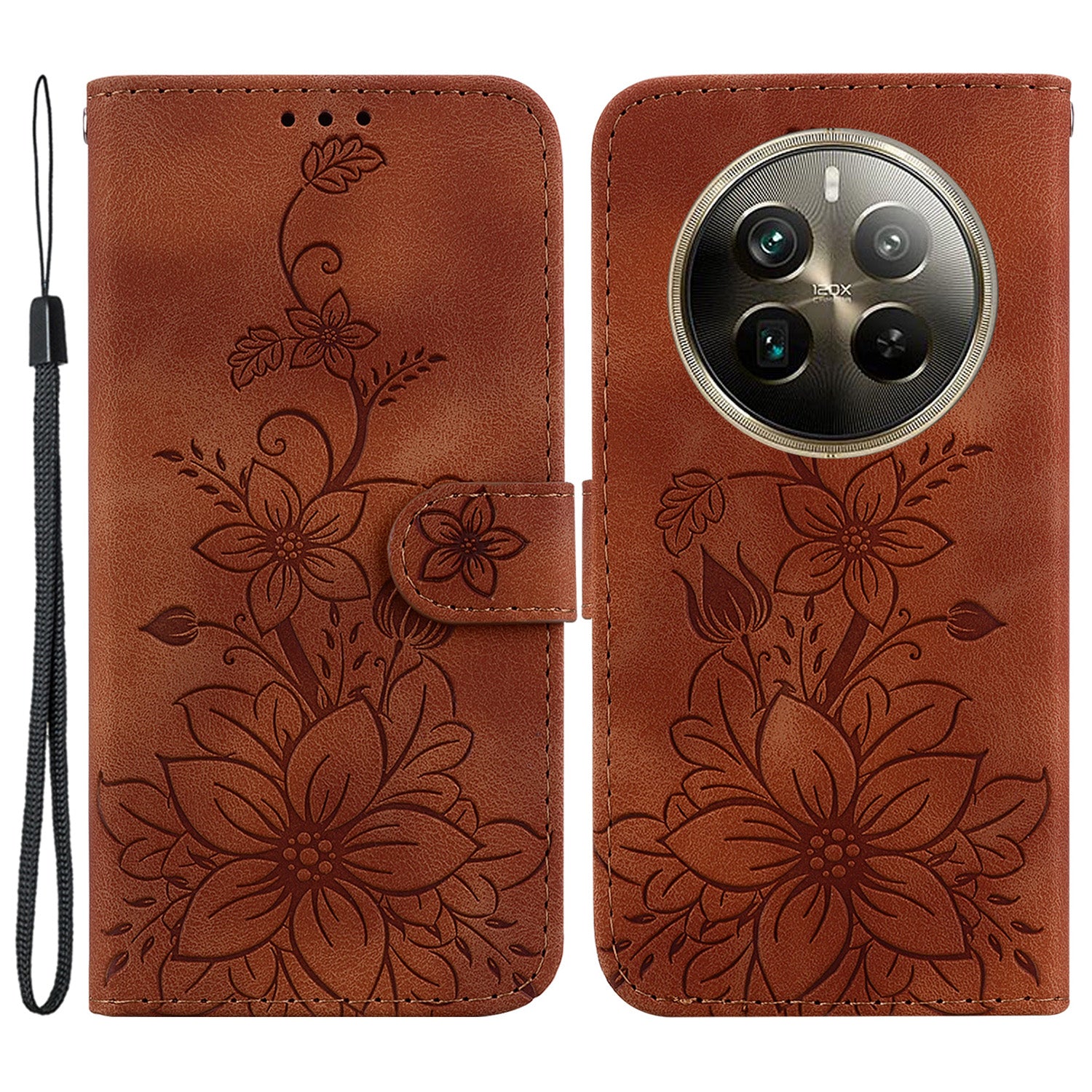 For Realme 12 Pro 5G / 12 Pro+ 5G Leather Case Stand Wallet Phone Cover Flower Pattern