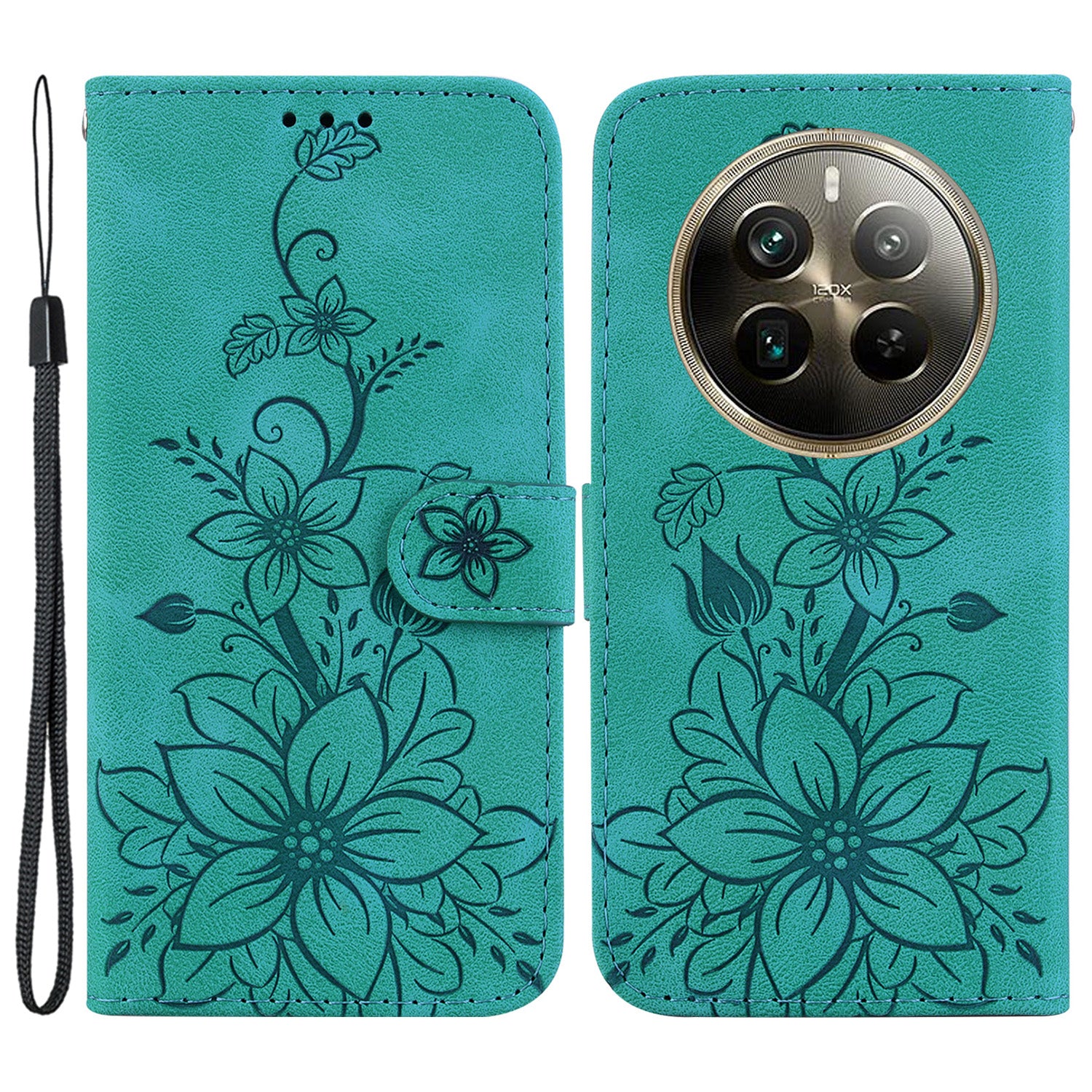 For Realme 12 Pro 5G / 12 Pro+ 5G Leather Case Stand Wallet Phone Cover Flower Pattern