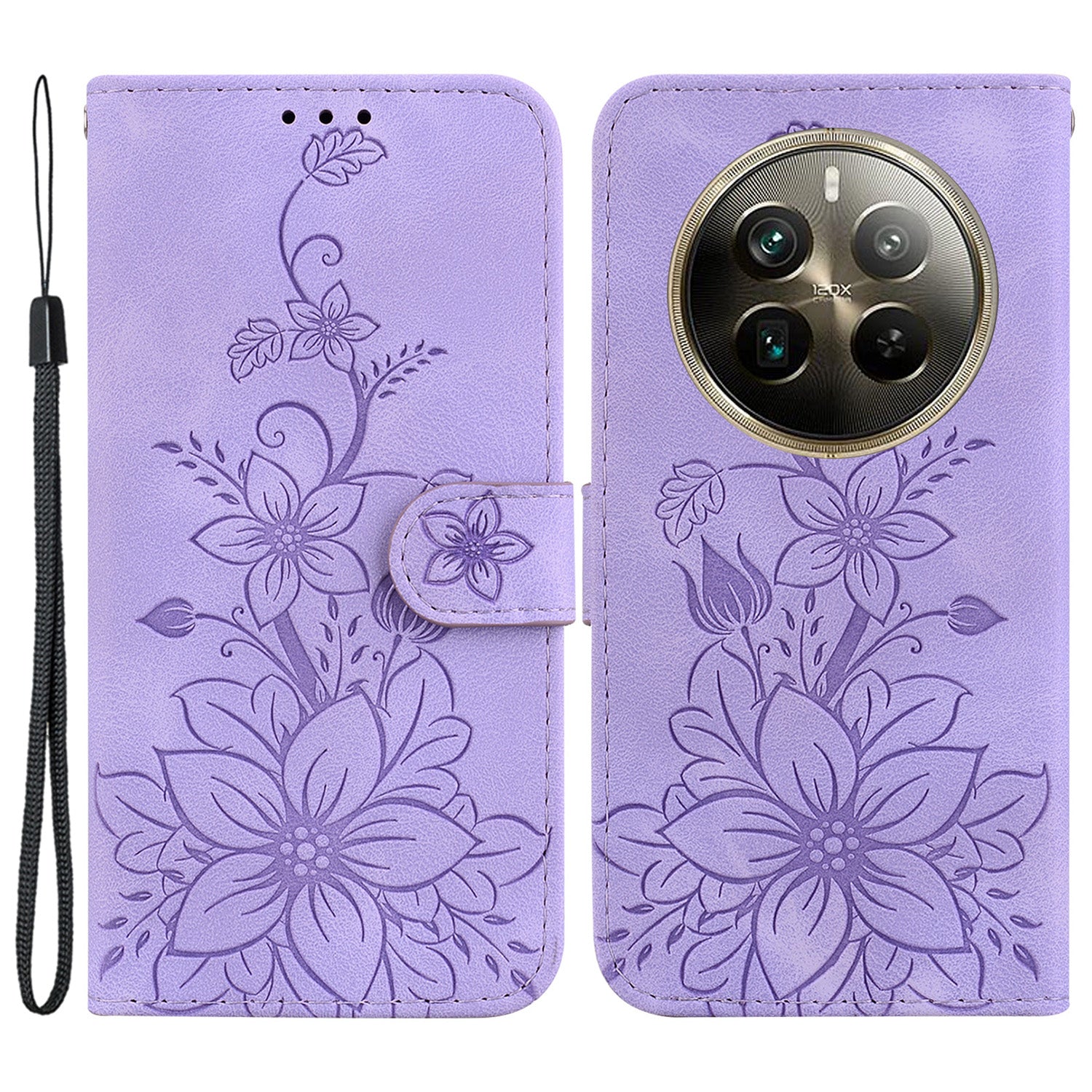 For Realme 12 Pro 5G / 12 Pro+ 5G Leather Case Stand Wallet Phone Cover Flower Pattern