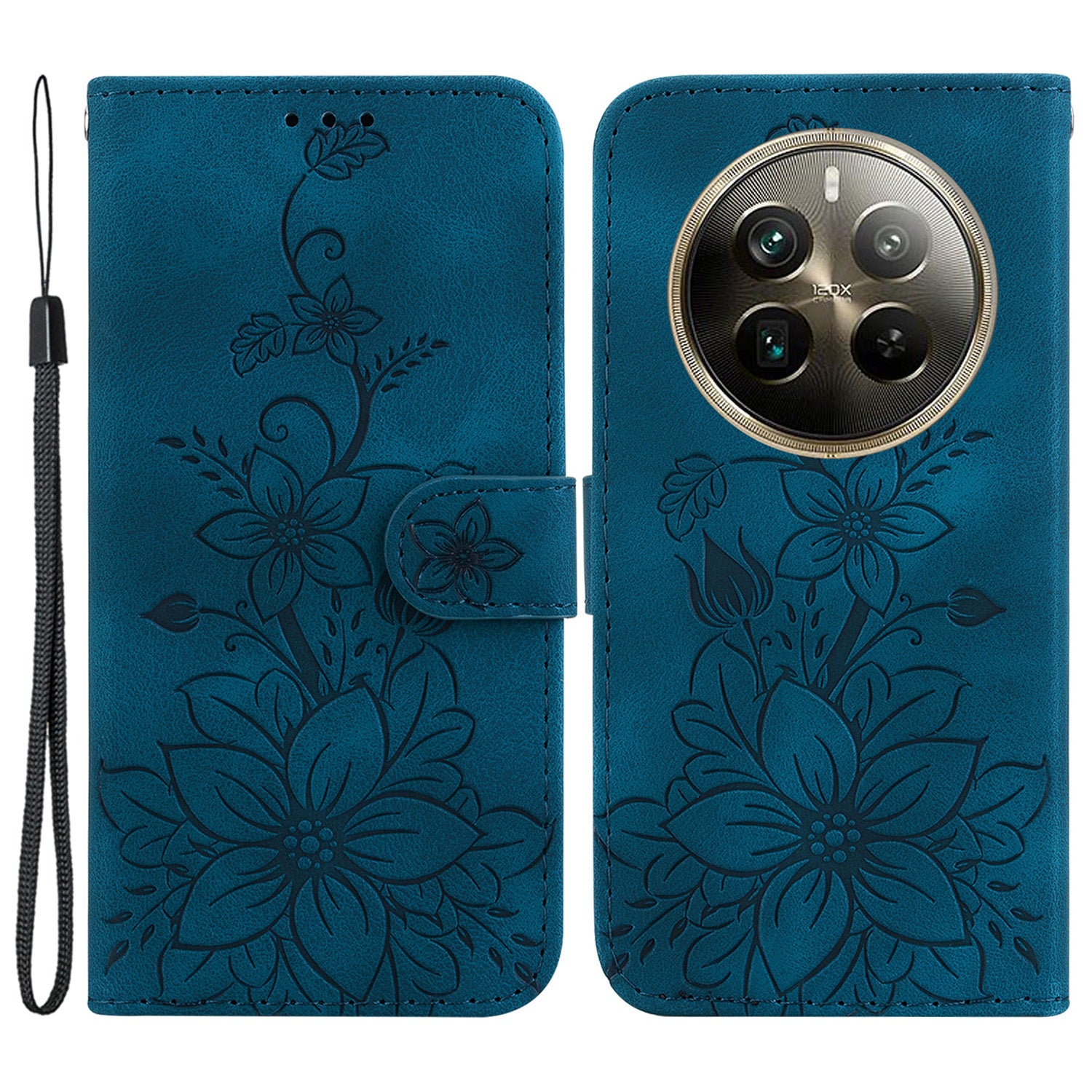 For Realme 12 Pro 5G / 12 Pro+ 5G Leather Case Stand Wallet Phone Cover Flower Pattern