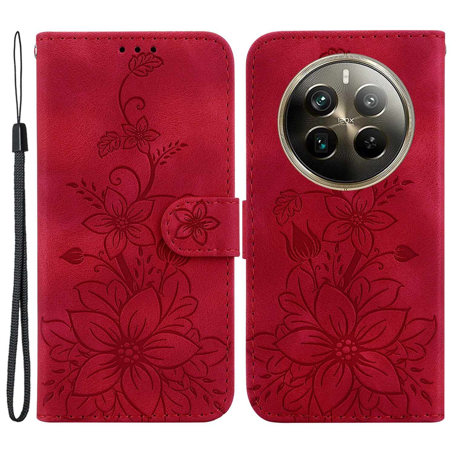 For Realme 12 Pro 5G / 12 Pro+ 5G Leather Case Stand Wallet Phone Cover Flower Pattern