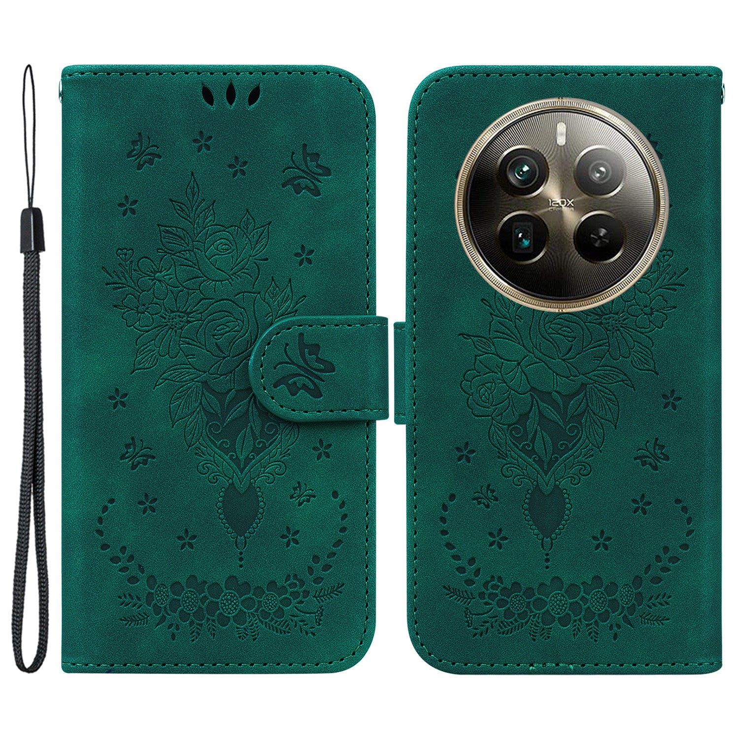 For Realme 12 Pro 5G / 12 Pro+ 5G Case PU Leather+TPU Imprinted Phone Cover with Flower Pattern
