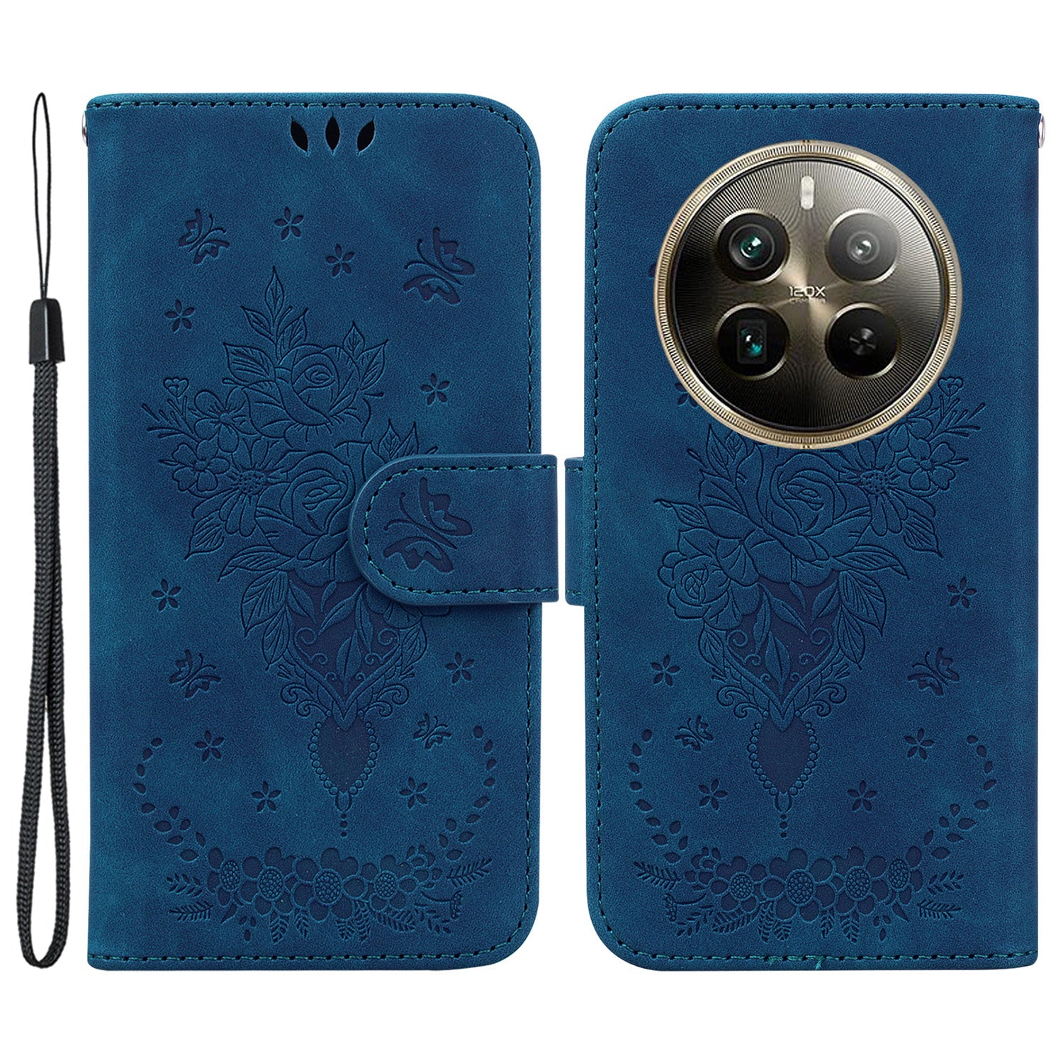 For Realme 12 Pro 5G / 12 Pro+ 5G Case PU Leather+TPU Imprinted Phone Cover with Flower Pattern