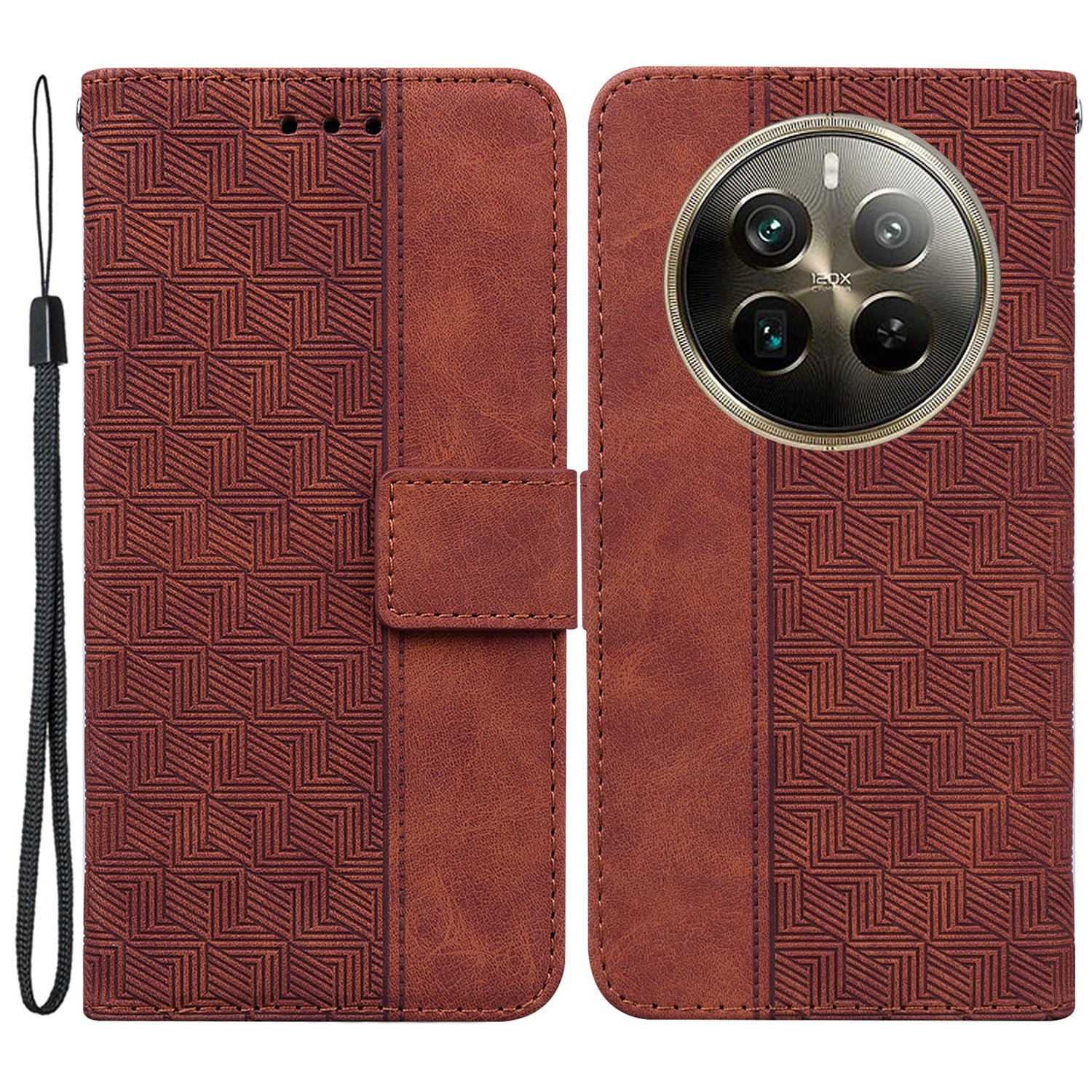 For Realme 12 Pro 5G / 12 Pro+ 5G Wallet Case Geometry Leather Phone Cover