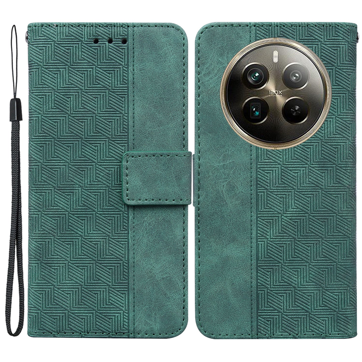 For Realme 12 Pro 5G / 12 Pro+ 5G Wallet Case Geometry Leather Phone Cover