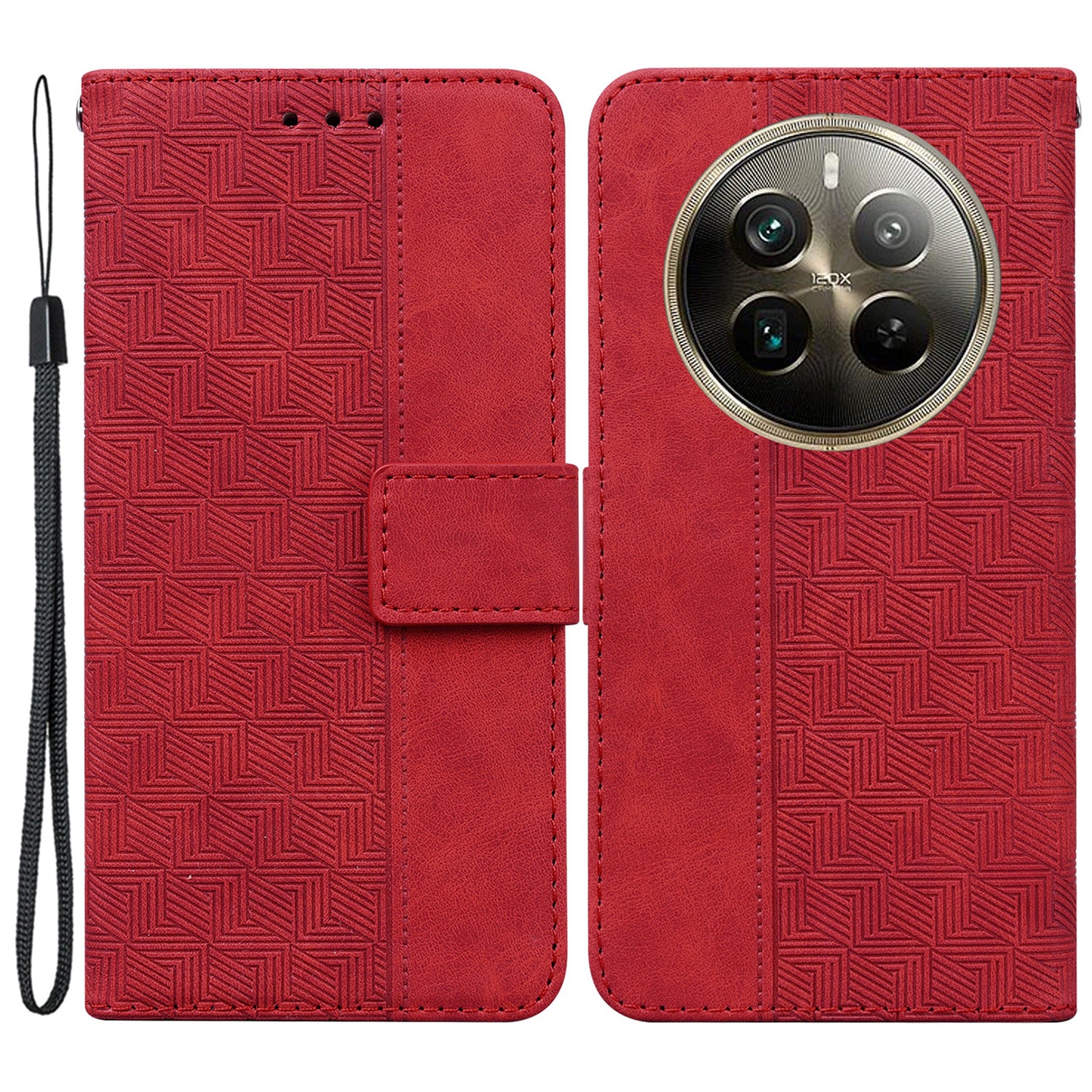 For Realme 12 Pro 5G / 12 Pro+ 5G Wallet Case Geometry Leather Phone Cover