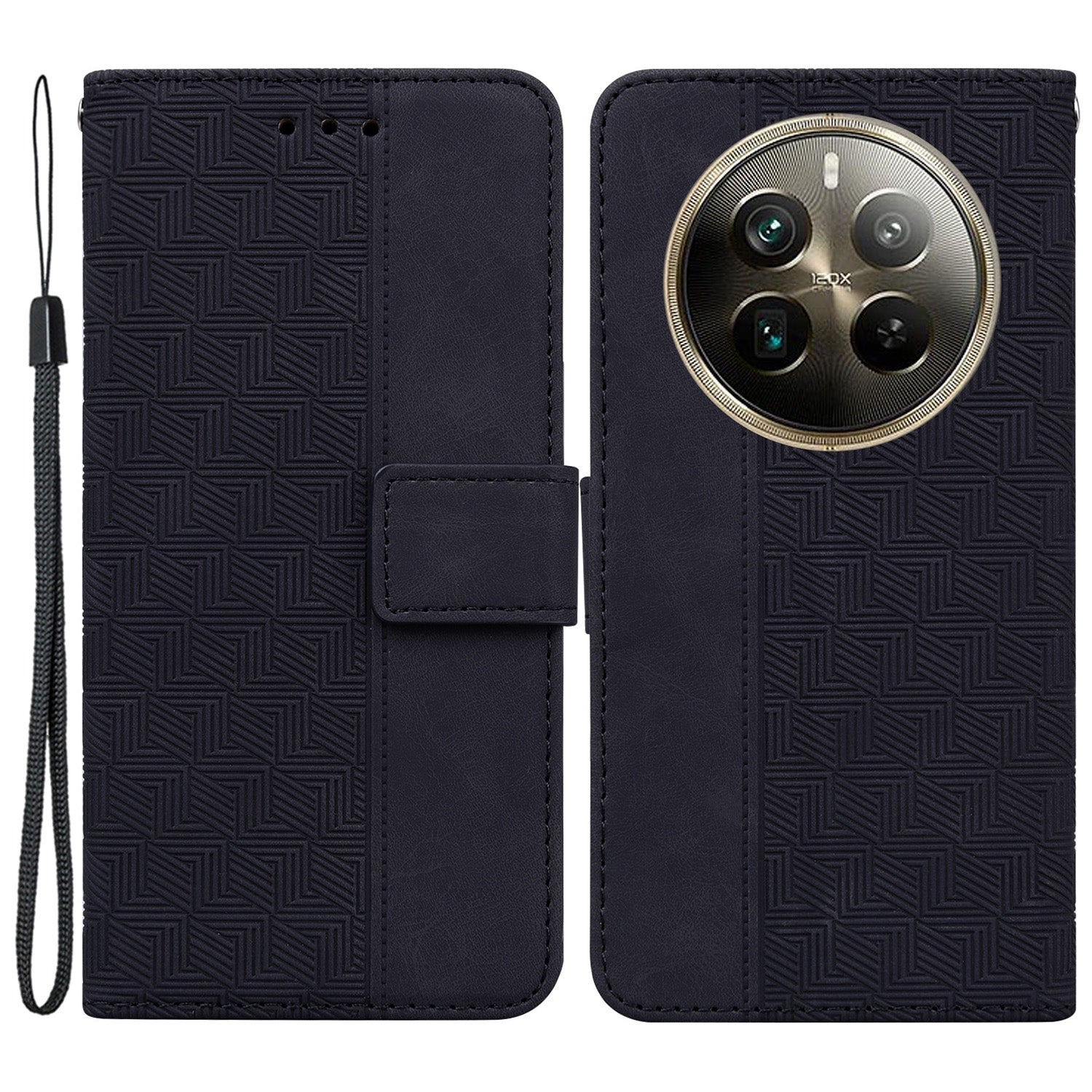 For Realme 12 Pro 5G / 12 Pro+ 5G Wallet Case Geometry Leather Phone Cover