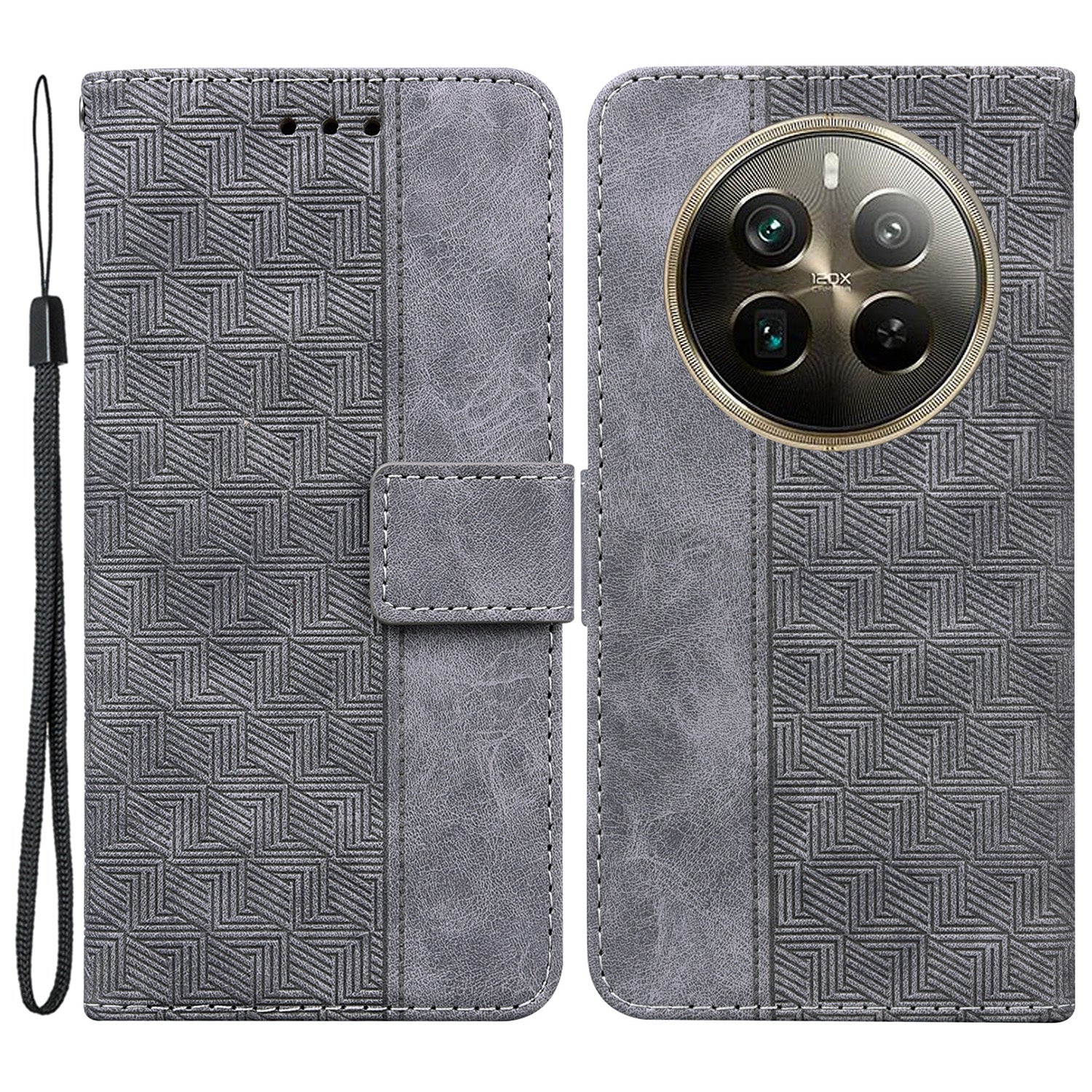 For Realme 12 Pro 5G / 12 Pro+ 5G Wallet Case Geometry Leather Phone Cover