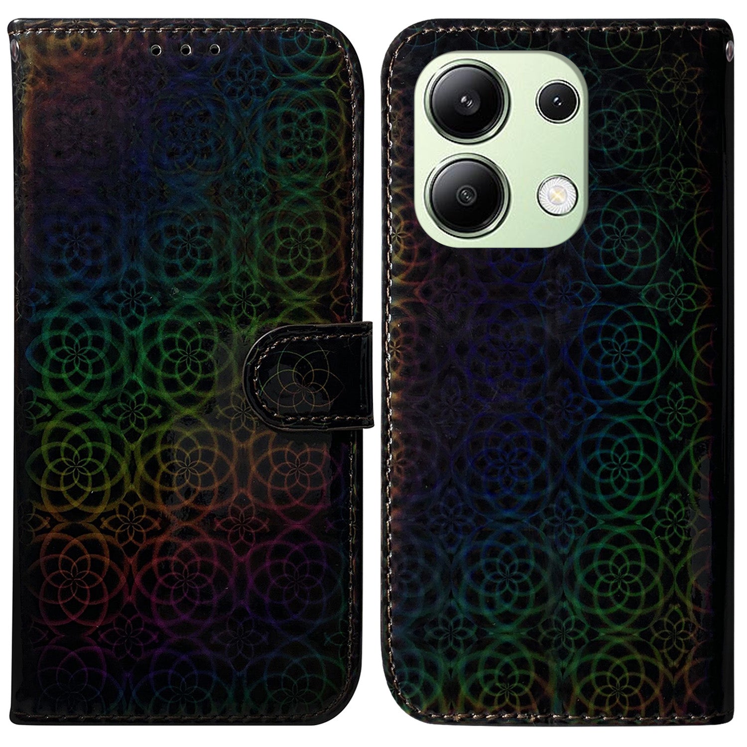 For Xiaomi Redmi Note 13 4G Wallet Case PU Leather Dazzling Flower Phone Cover