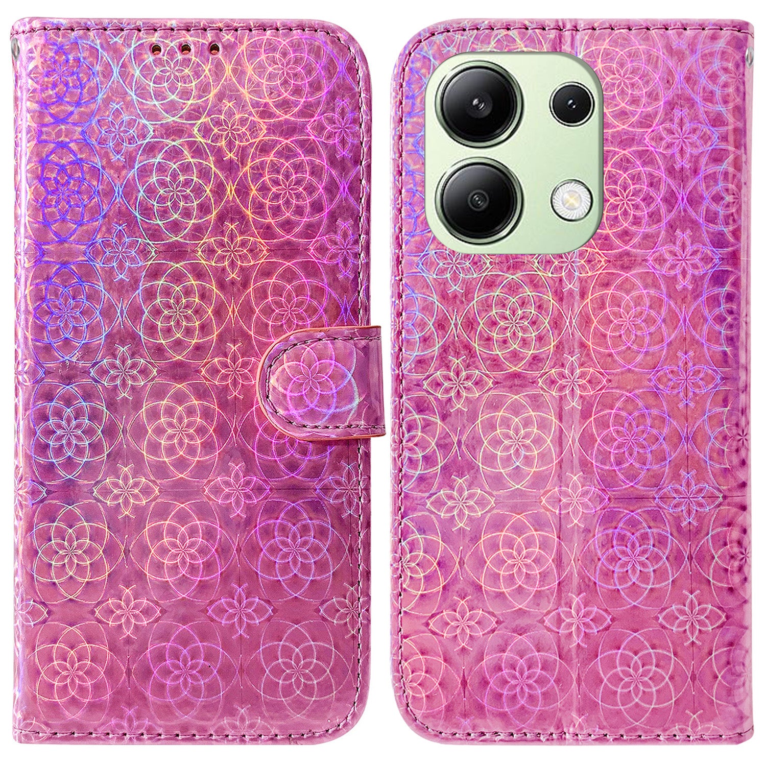 For Xiaomi Redmi Note 13 4G Wallet Case PU Leather Dazzling Flower Phone Cover