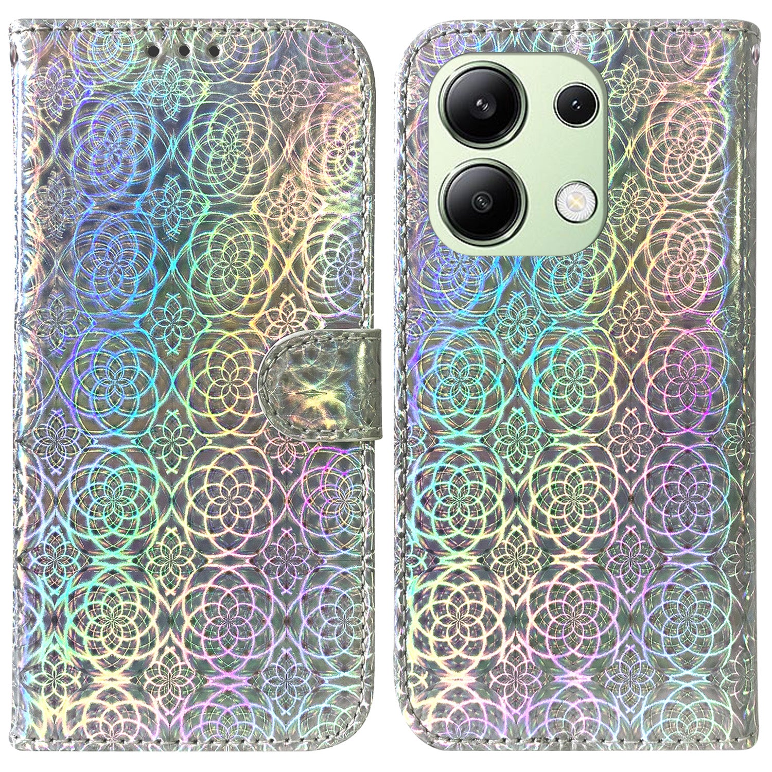 For Xiaomi Redmi Note 13 4G Wallet Case PU Leather Dazzling Flower Phone Cover