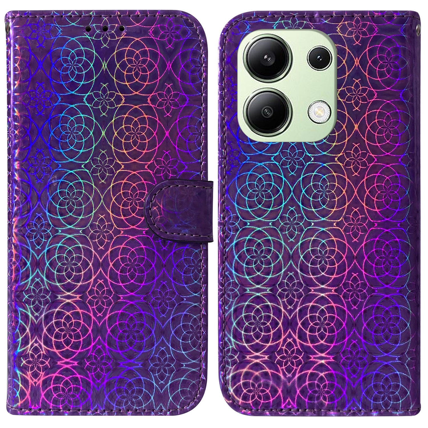 For Xiaomi Redmi Note 13 4G Wallet Case PU Leather Dazzling Flower Phone Cover
