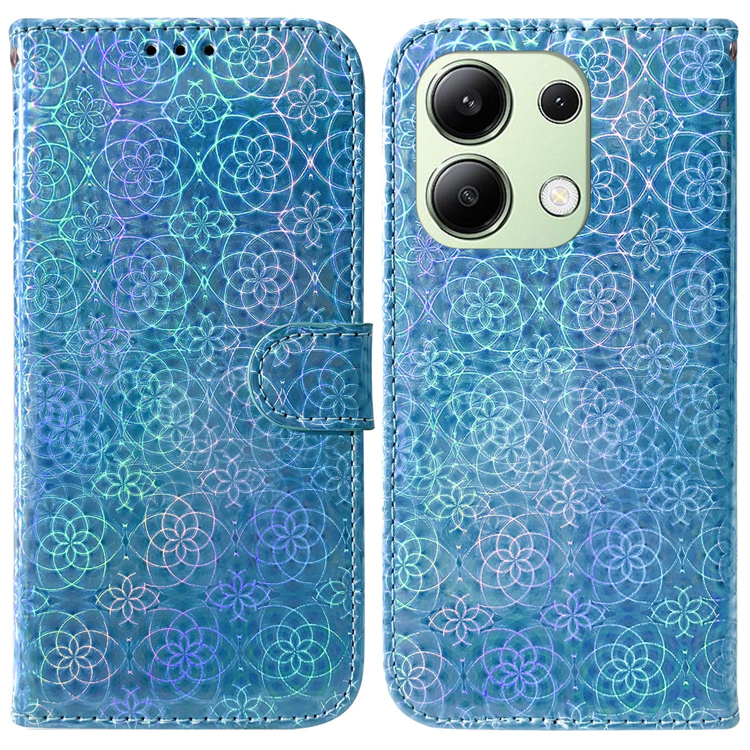 For Xiaomi Redmi Note 13 4G Wallet Case PU Leather Dazzling Flower Phone Cover