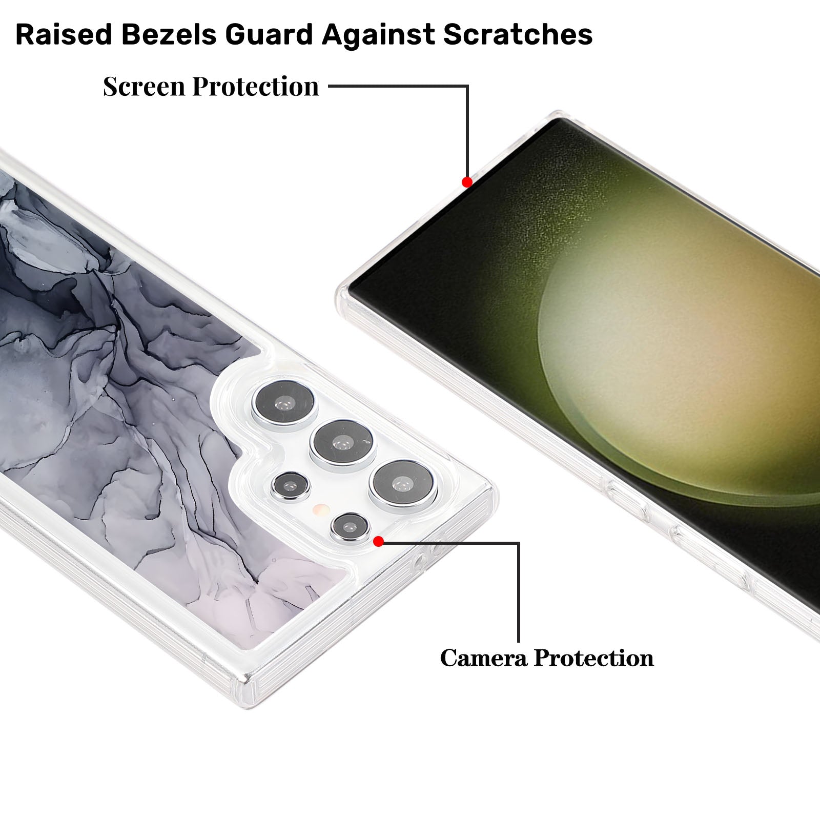 For Samsung Galaxy S23 Ultra TPU Case Marble Printing Air Bag Anti-Drop Phone Cover
