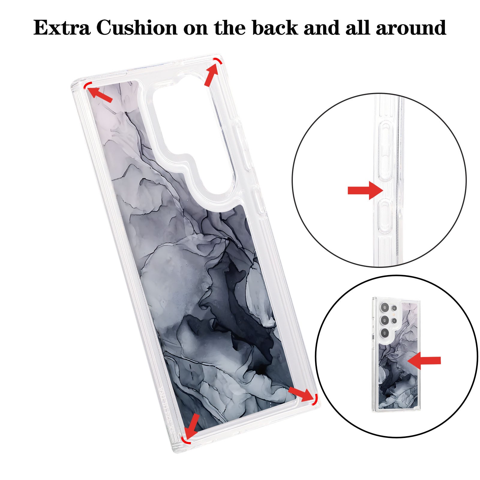 For Samsung Galaxy S23 Ultra TPU Case Marble Printing Air Bag Anti-Drop Phone Cover