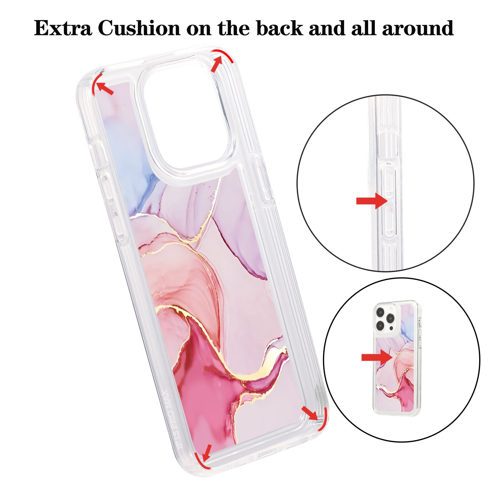 For iPhone 15 Pro Max Case Marble Pattern Soft TPU Airbag Protection Cell Phone Cover